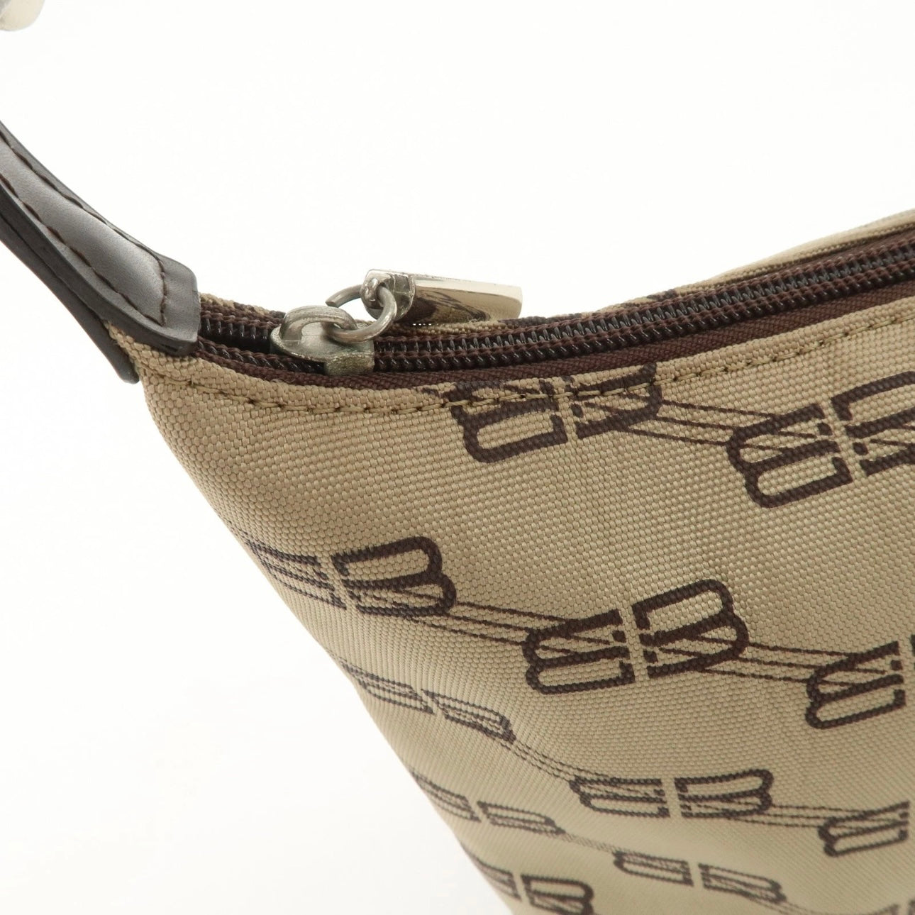 BALENCIAGA Leather Canvas Shoulder Bag