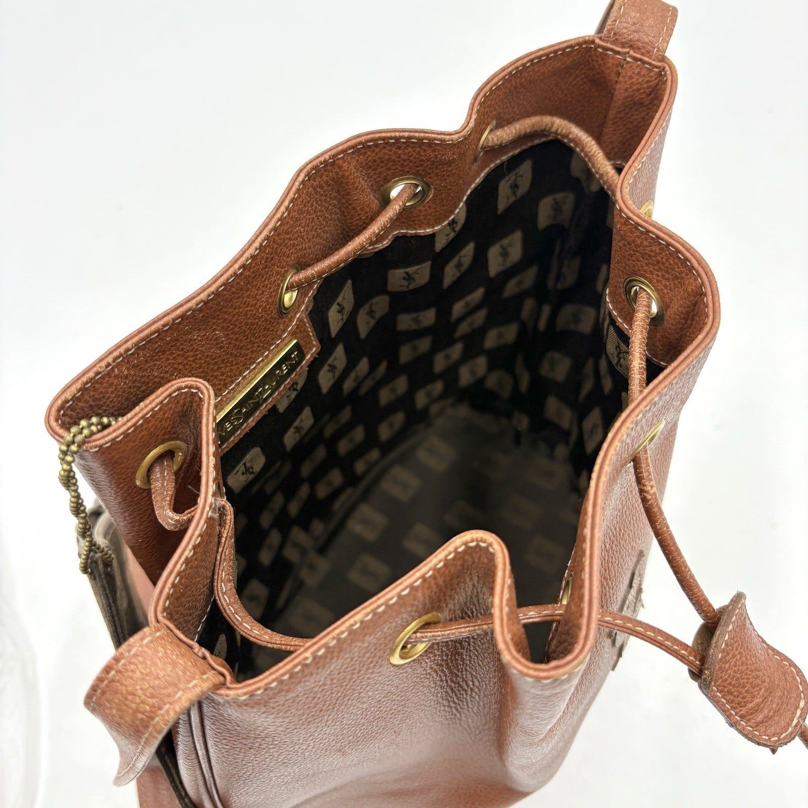 Saint Laurent Yves Cassandra Shoulder Bag - Brown, Leather