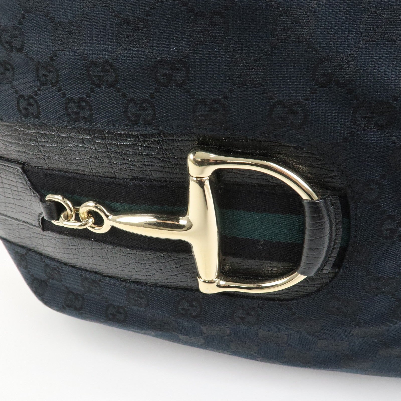 Gucci Horsebit Shoulder Bag - Black, Canvas