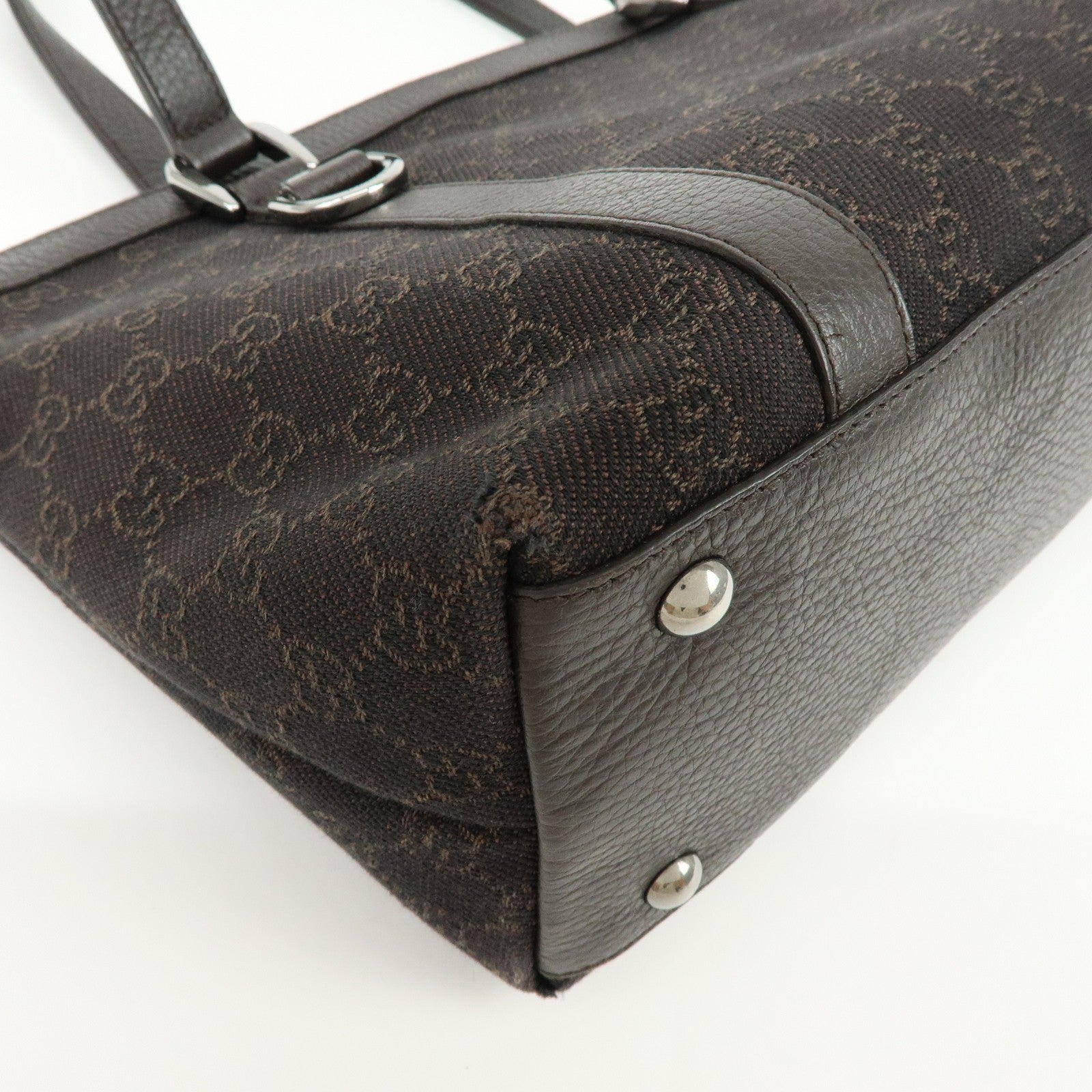 Gucci Abbey Tote Bag - Dark Brown, Denim, Leather