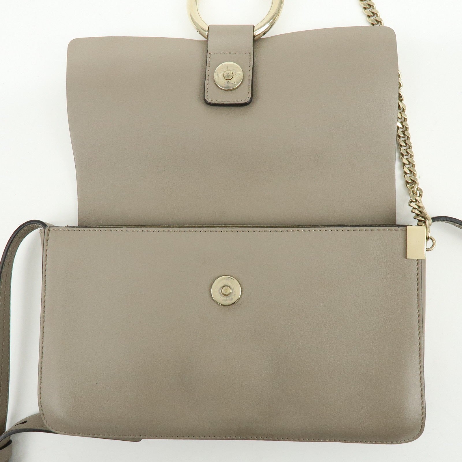 Chloe Faye Shoulder Bag - Greige, Suede Leather