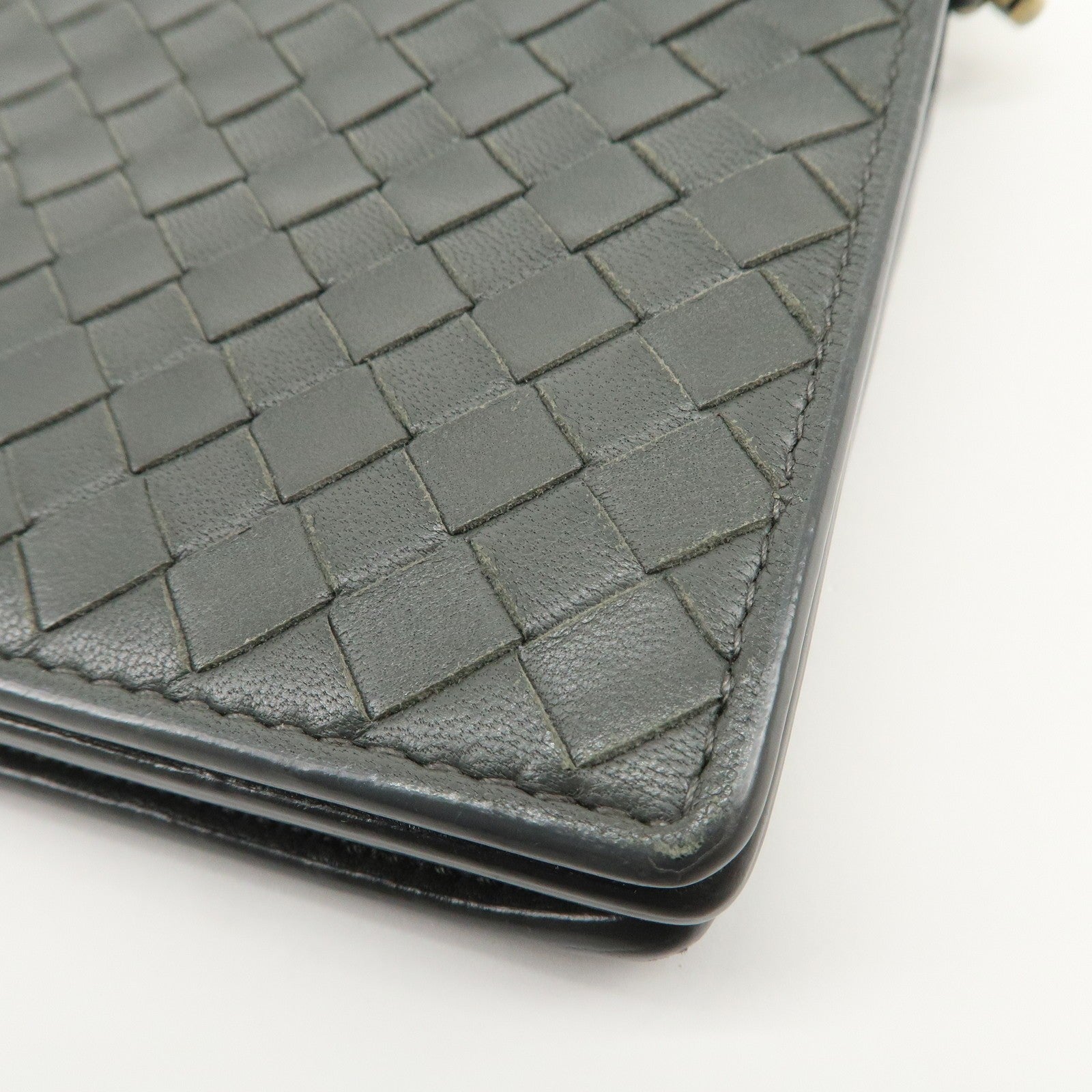 Bottega Veneta Intrecciato Leather Chain Long Wallet - Gray, Leather