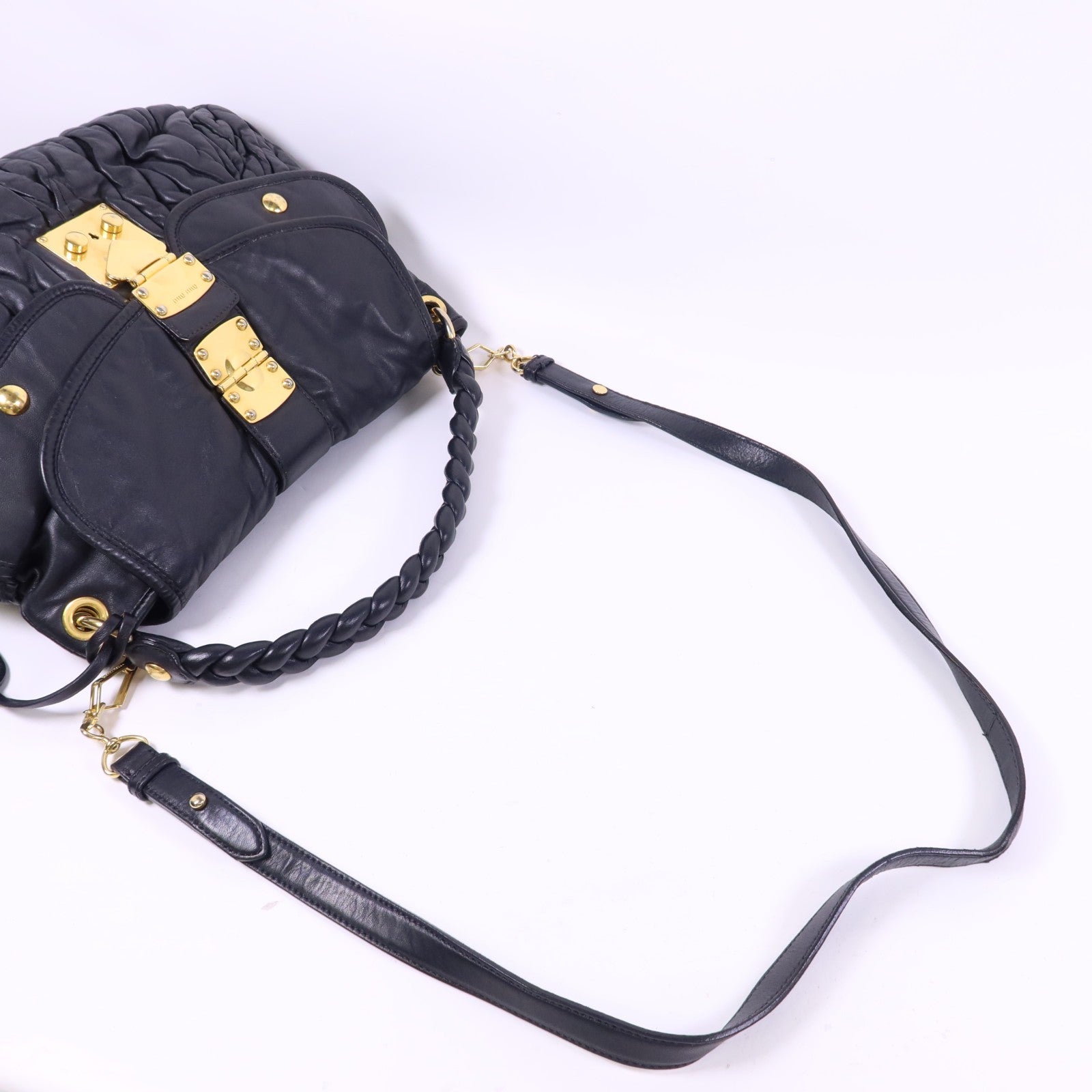 Miu Miu GHW 2 Way Shoulder Bag - Black, Lambskin Leather