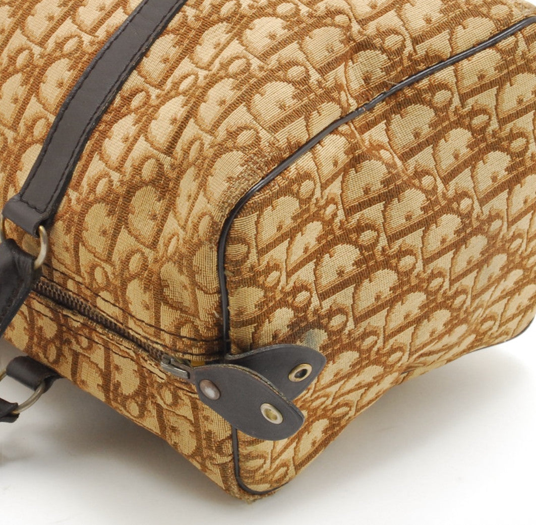 Christian Dior Trotter Boston Bag - Beige, Canvas & Leather
