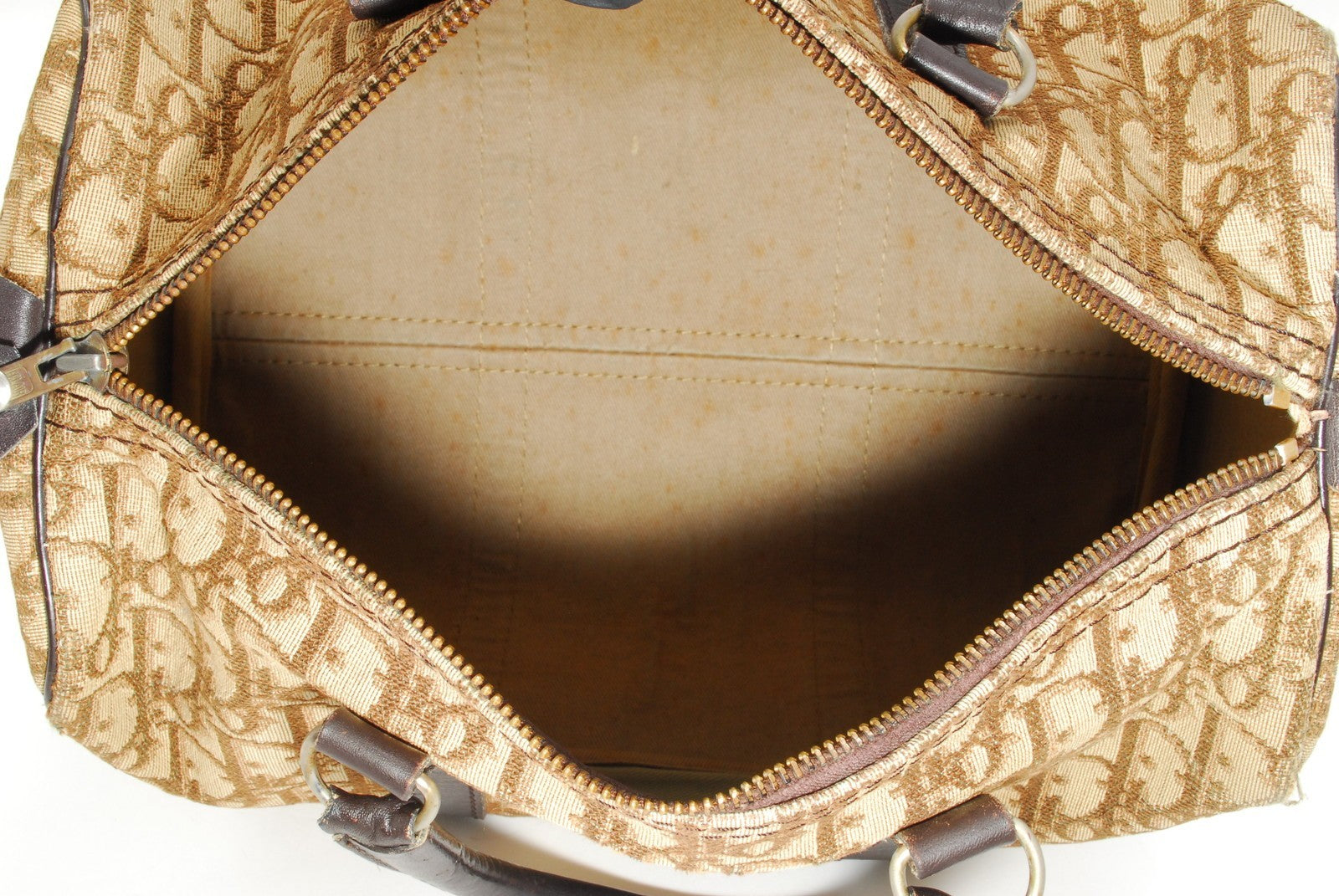 Christian Dior Trotter Boston Bag - Beige, Canvas & Leather