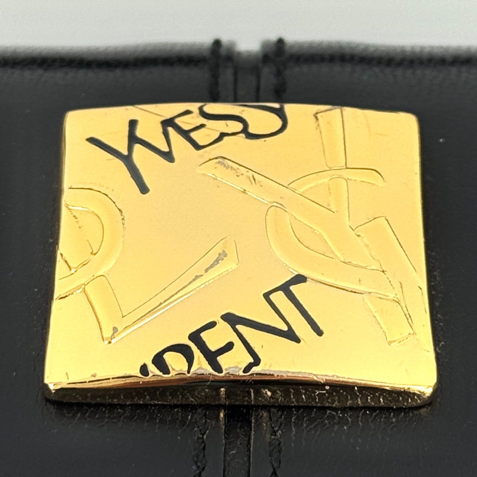 Saint Laurent Yves Leather Tote Hand Bag - Black, Leather
