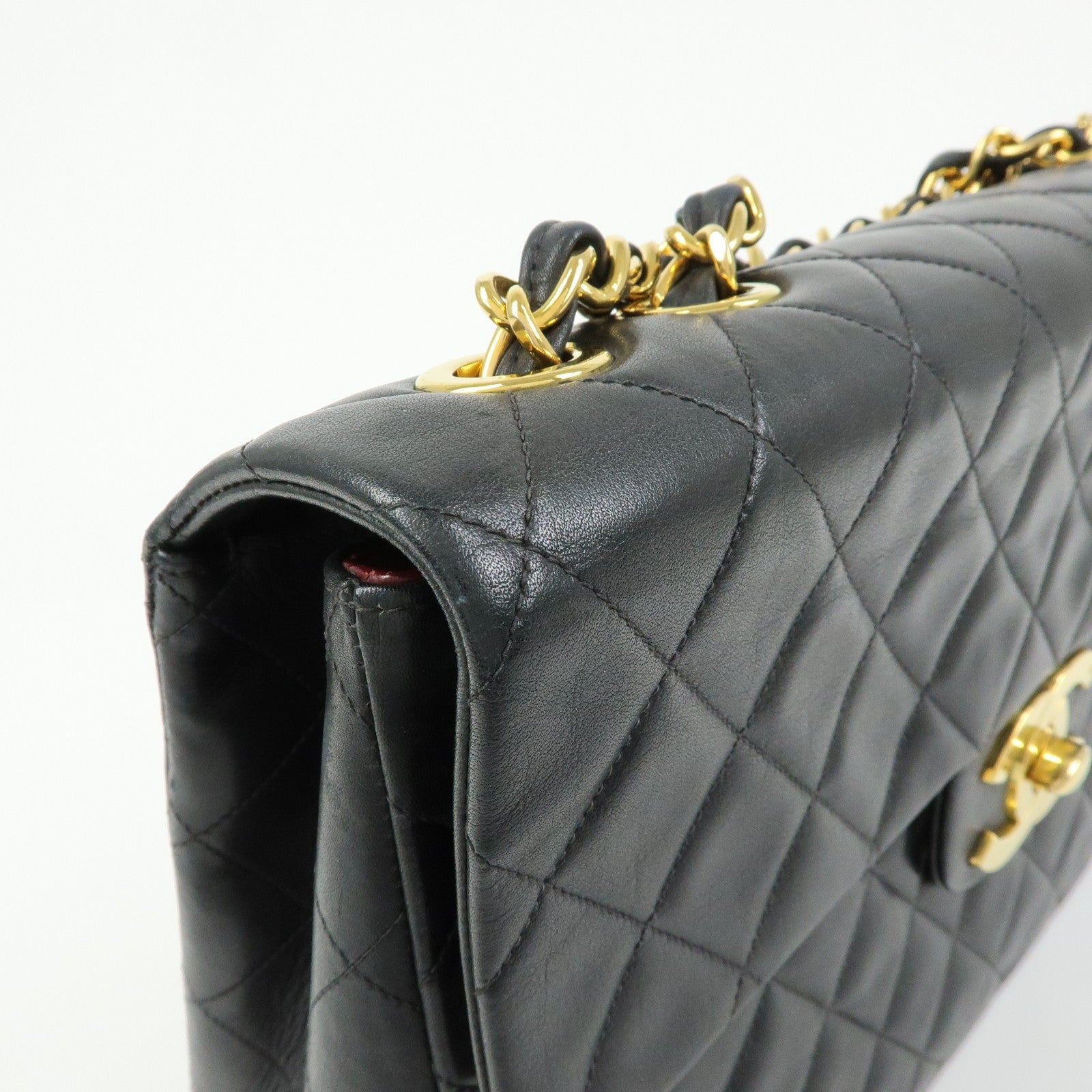 CHANEL Jumbo Matelasse 34 Lamb Skin Chain Shoulder Bag Black