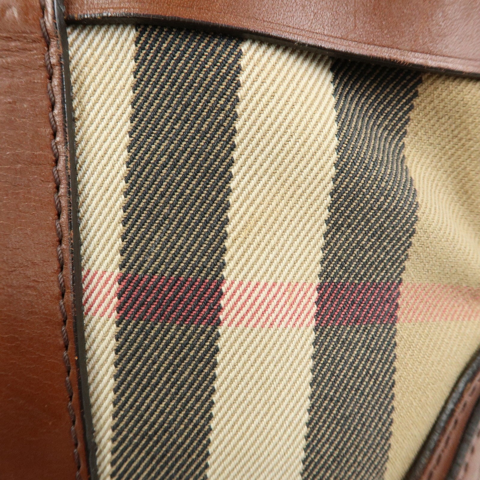 Burberry Nova Plaid Hand Bag - Beige Brown, Canvas Leather