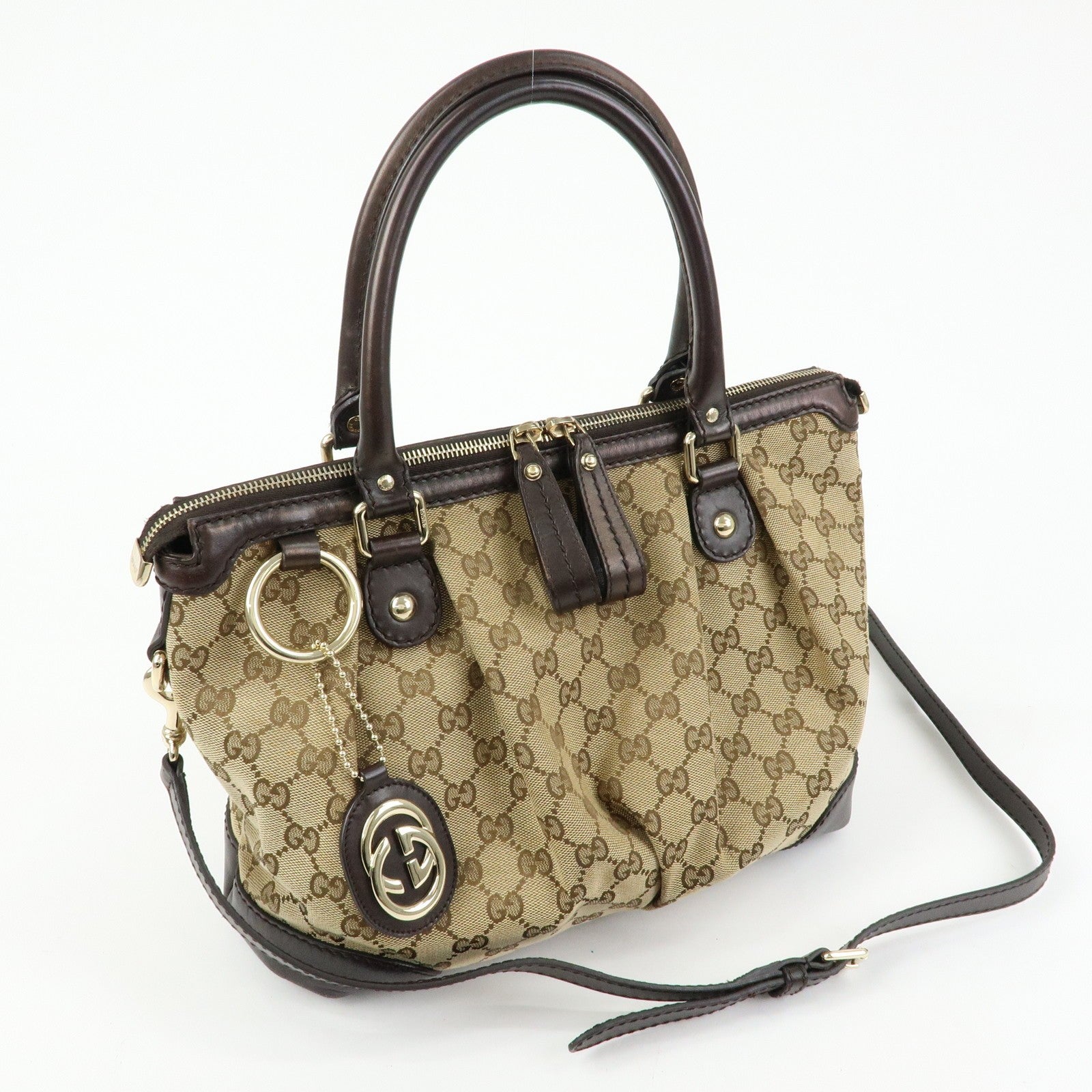 Gucci 247902 2Way Bag - Brown, Canvas and Leather