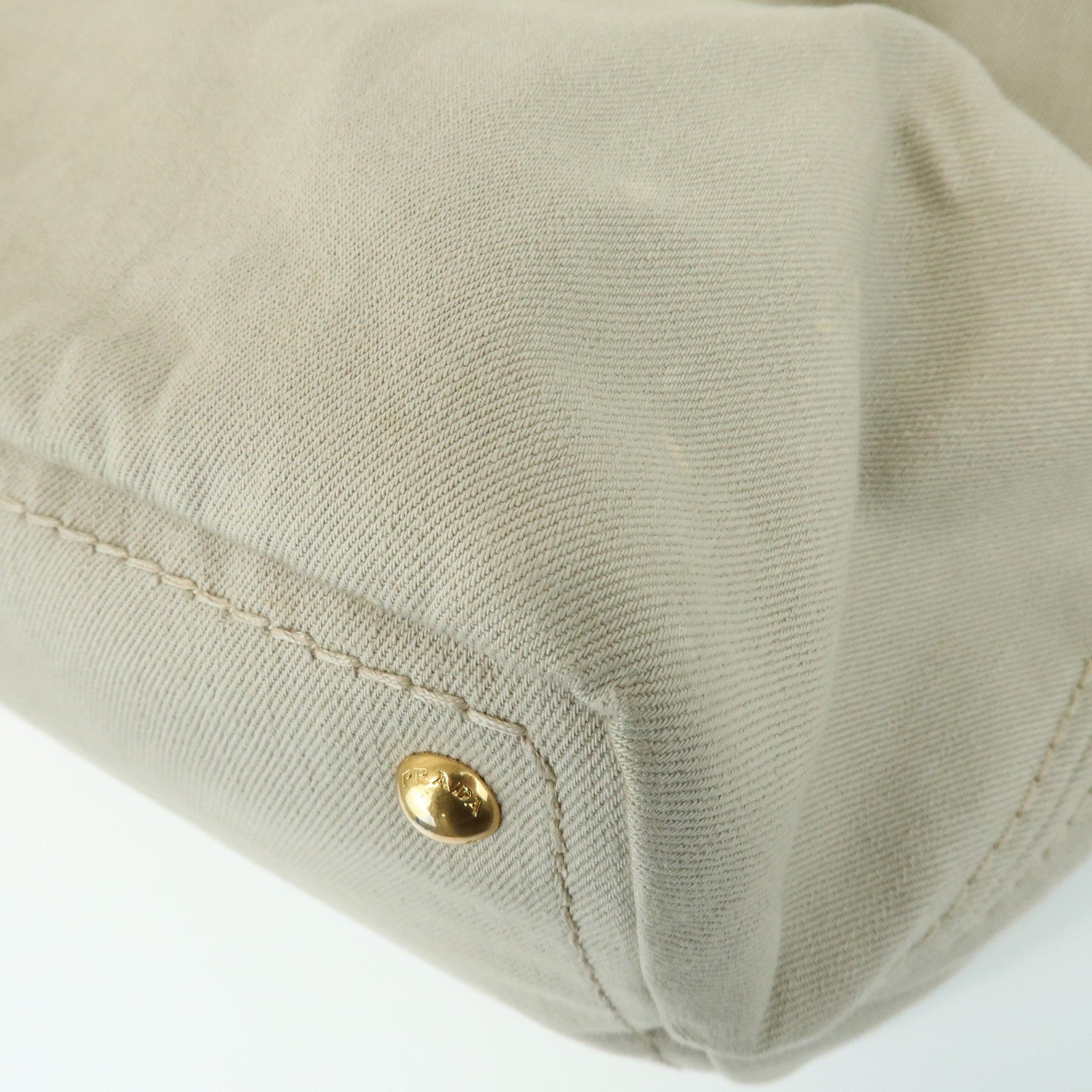 Prada Triangle Logo Tote Bag - Light Beige, Denim