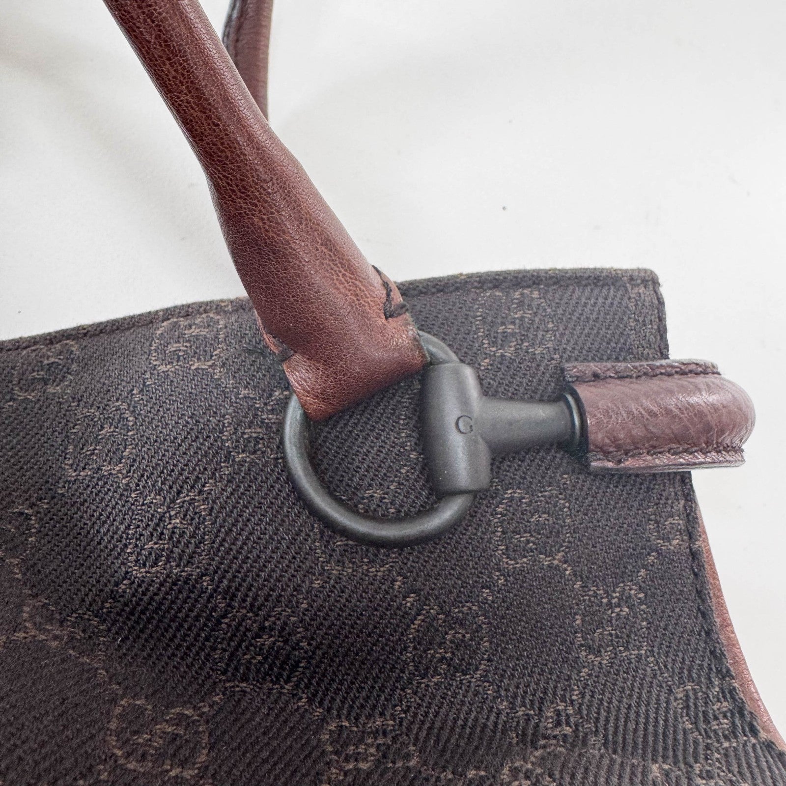 Gucci Horsebit Shoulder Bag - Brown, Canvas