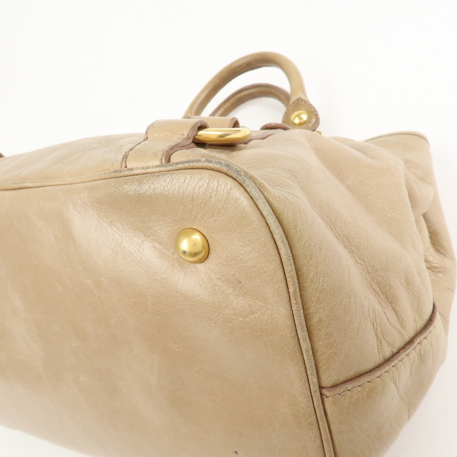 Miu Miu 2Way Hand Bag - Beige, Leather