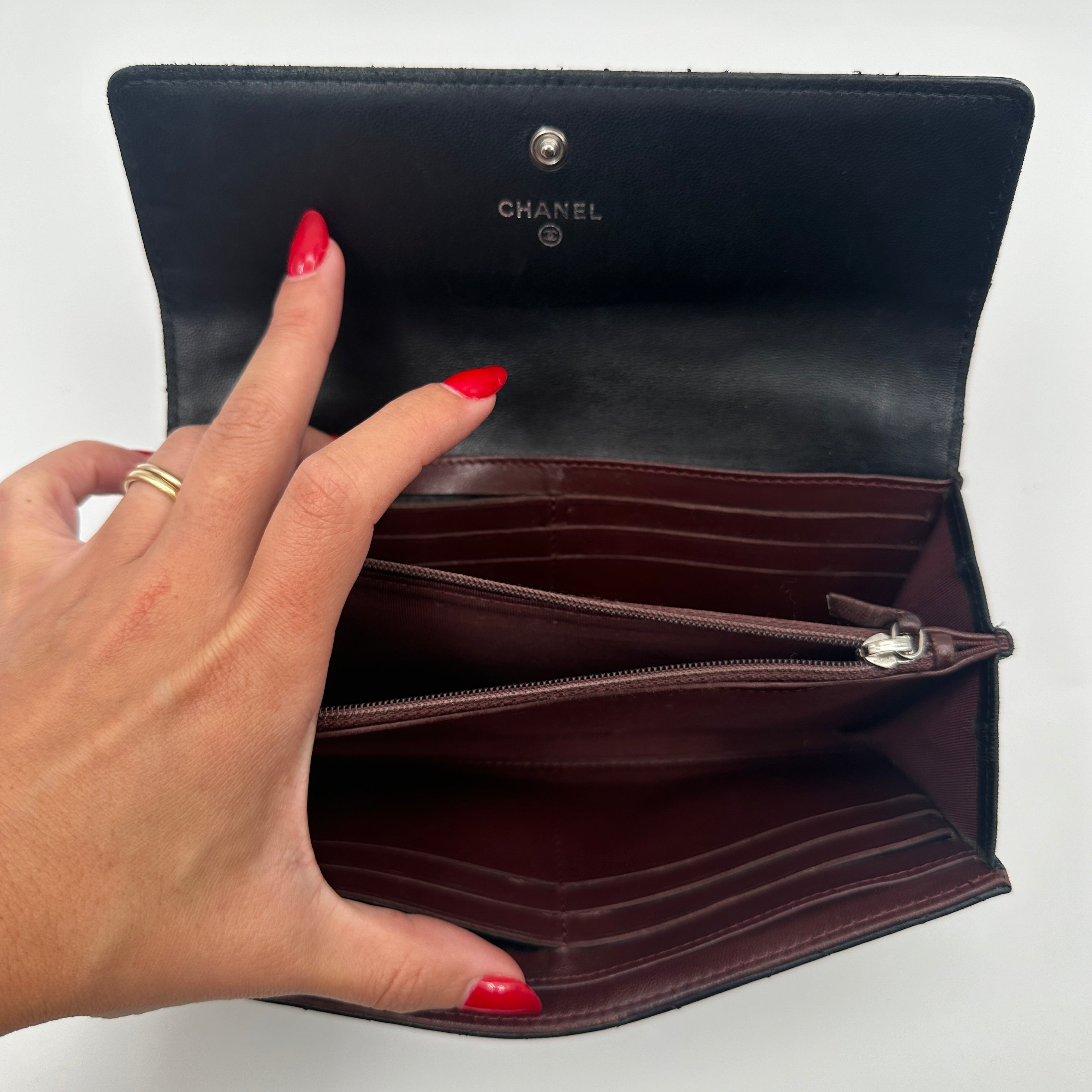 Matelasse Coco Mark Flap Long Wallet Lambskin
