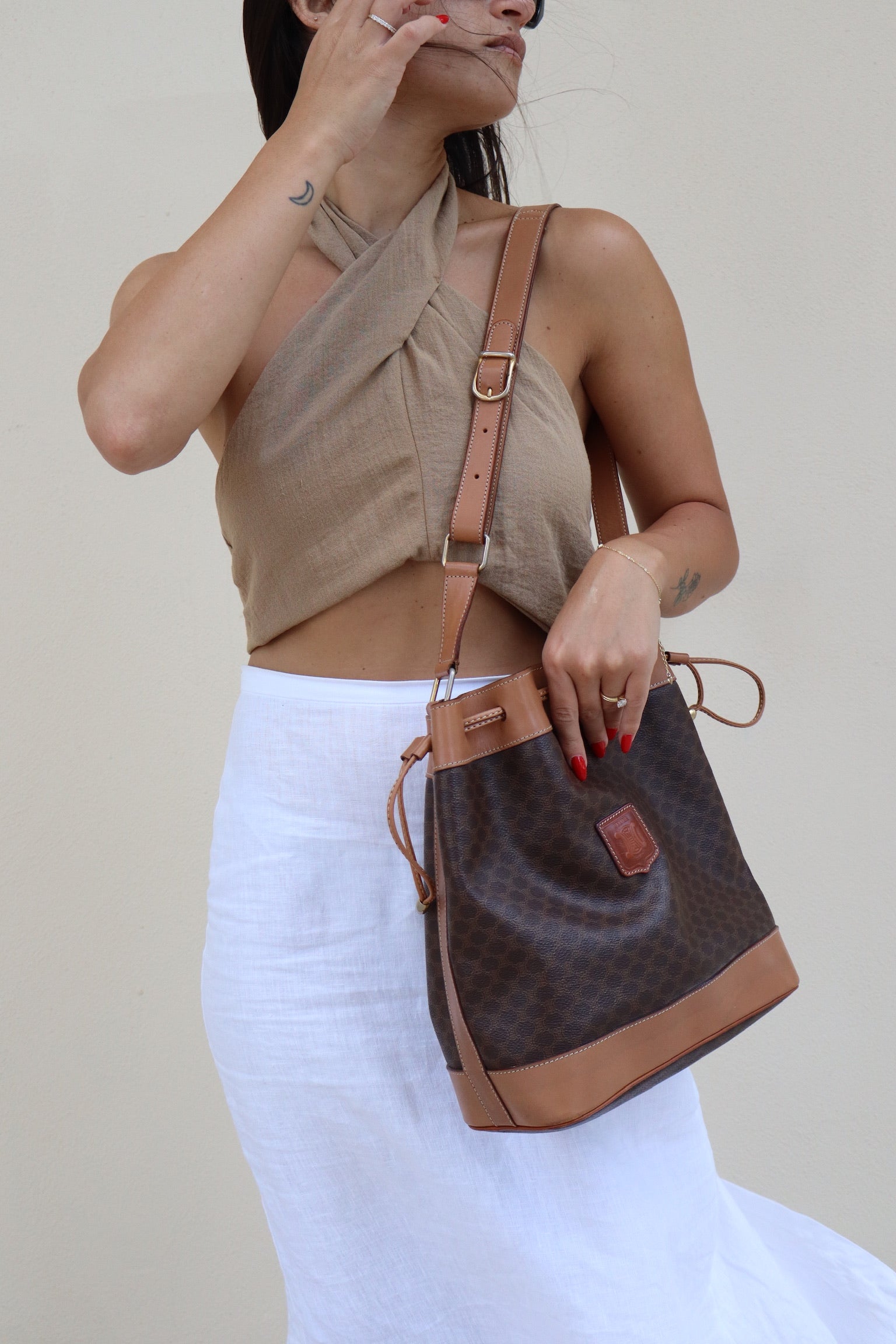 Shoulder Bag Macadam Leather Brown
