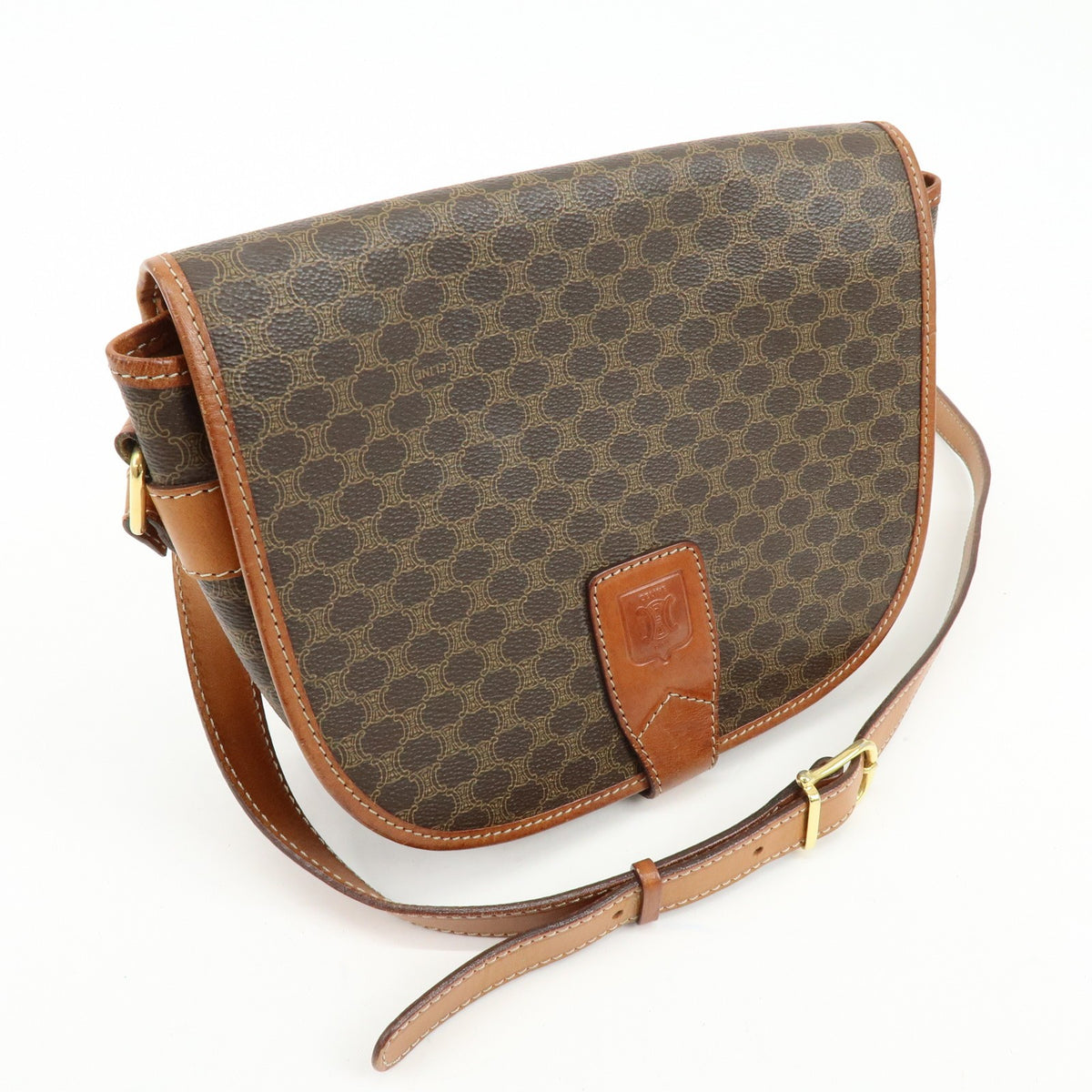 Celine Macadam Shoulder Bag - Brown, Canvas, Leather
