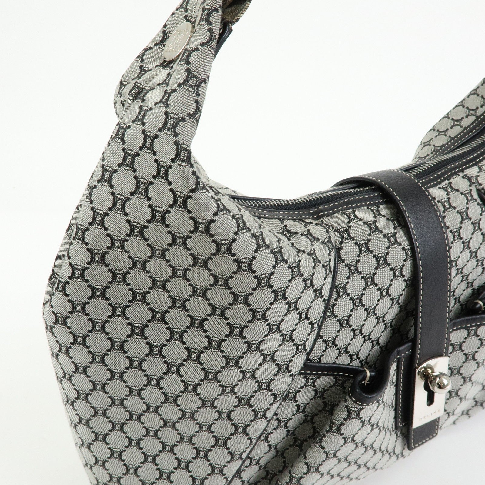 Celine Macadam Shoulder Bag - Grey, Canvas and Leather