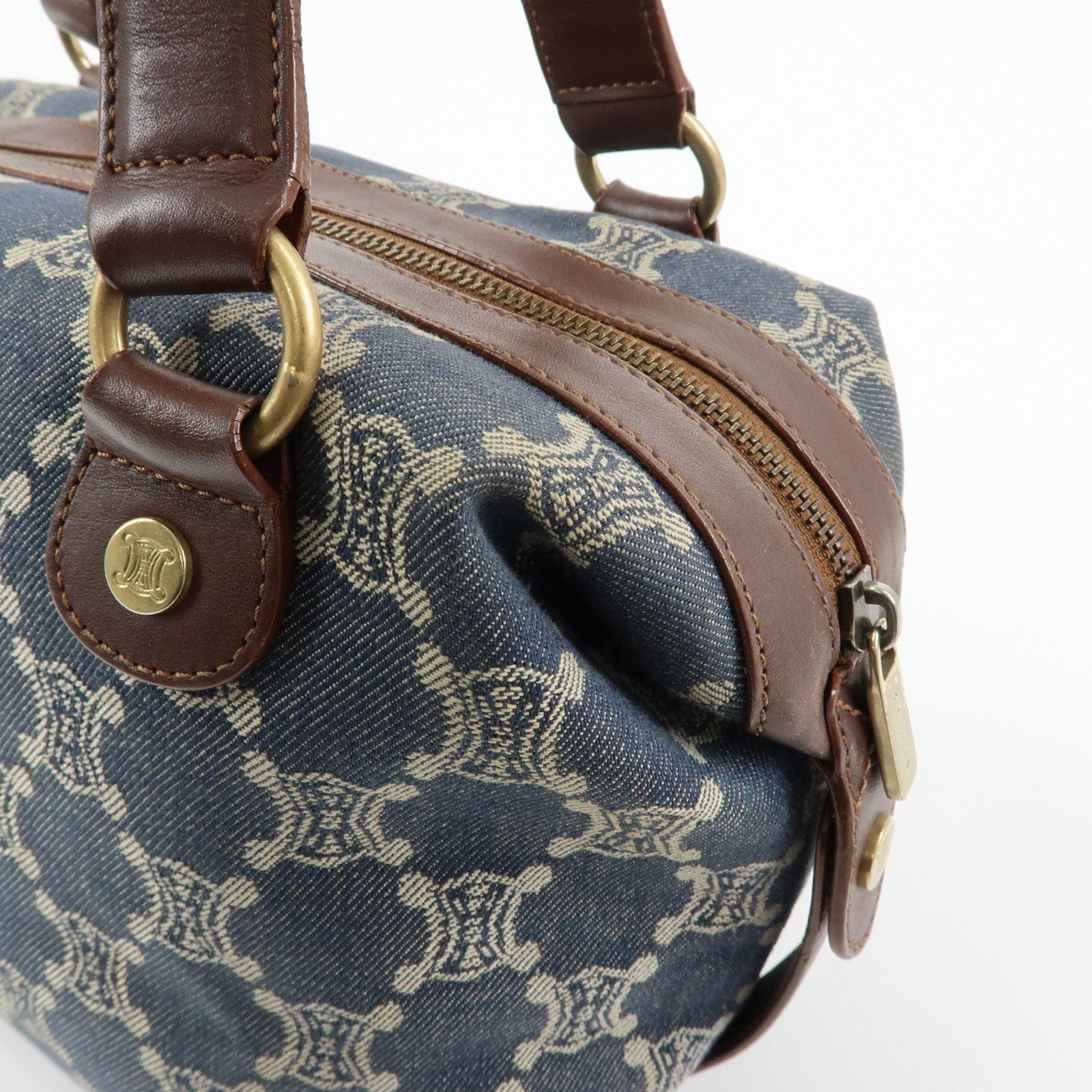 Celine Macadam Shoulder Bag - Blue, Denim and Leather