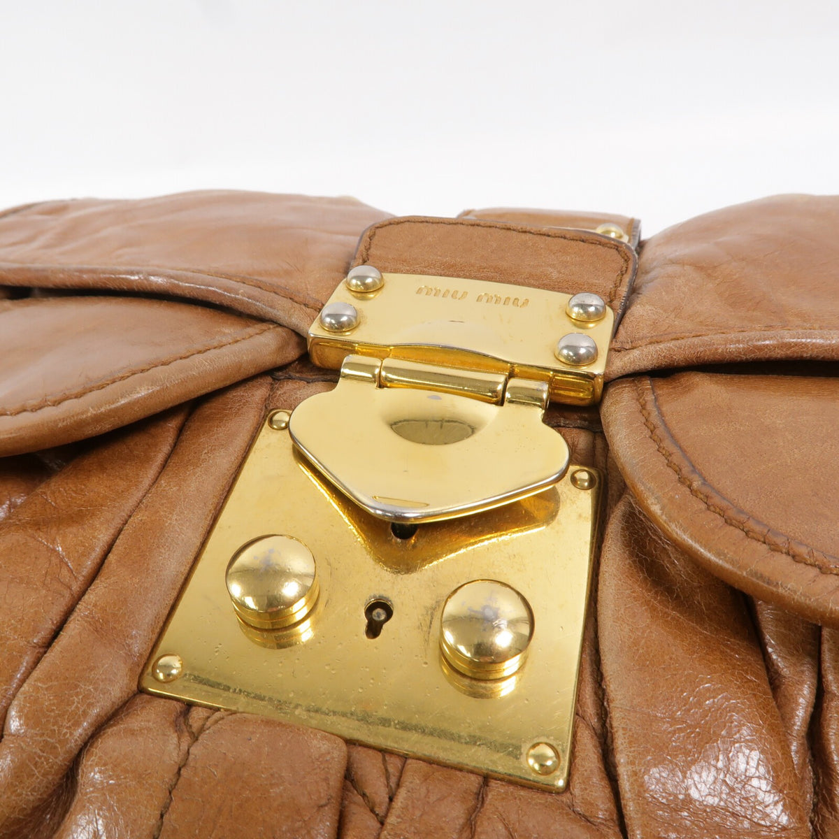 Miu Miu GHW 2 Way Shoulder Bag - Brown, Calfskin Leather