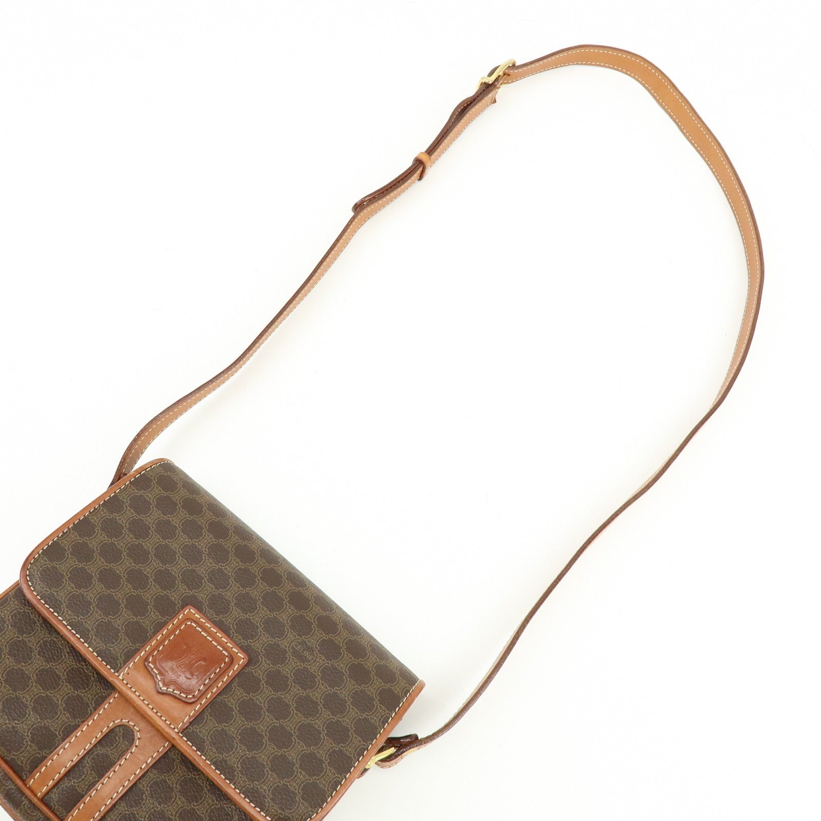 Celine Macadam Shoulder Crossbody Bag - Brown, PVC Coating Canvas, Leather