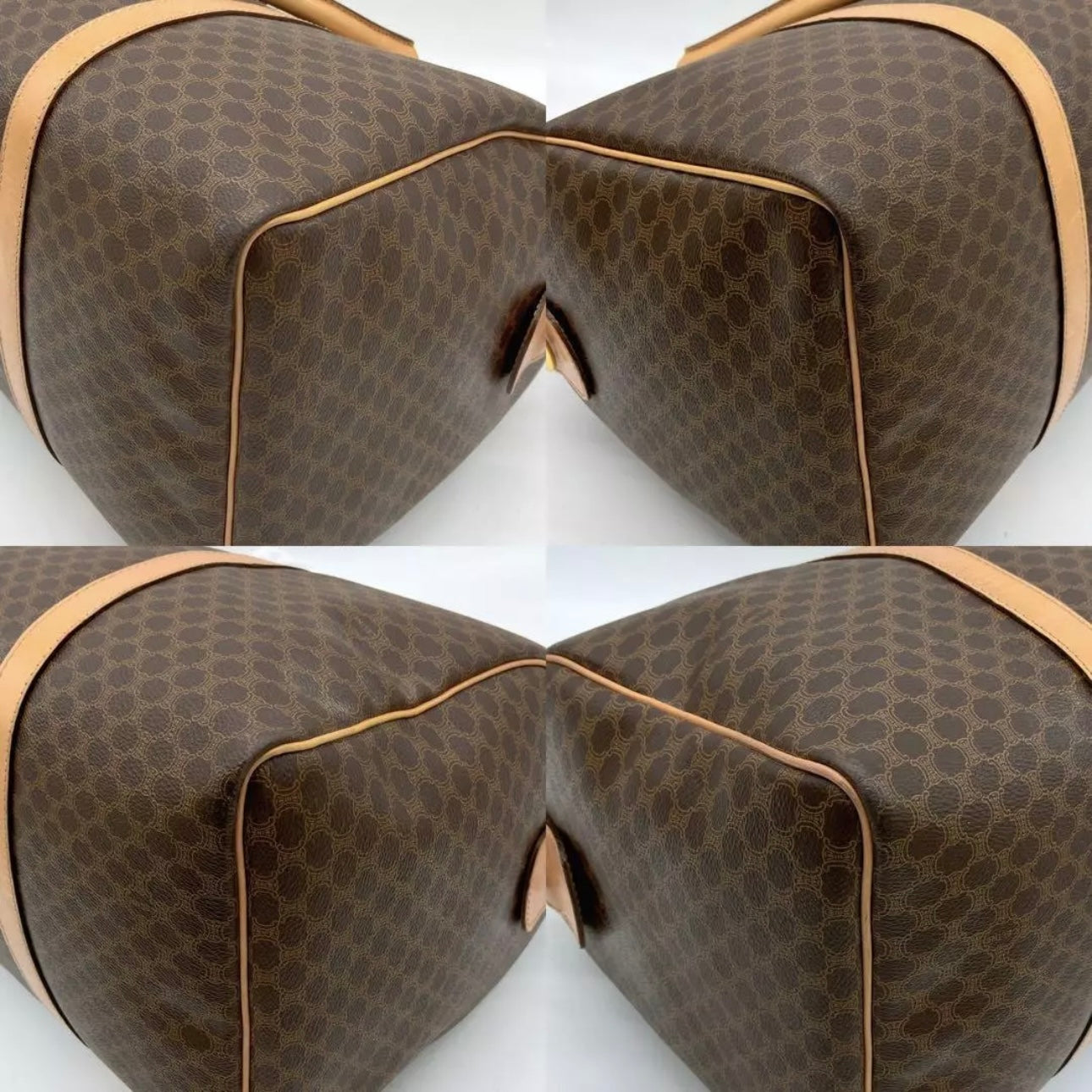 Celine 2-way Boston bag, macadam pattern, PVC, dark brown.