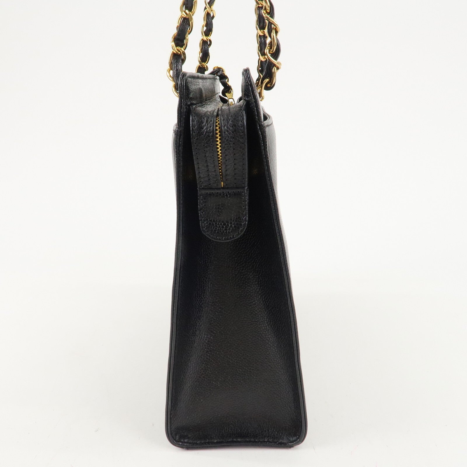 Chanel COCO Mark Caviar Skin Chain Tote Bag - Black/Gold, Caviar Skin