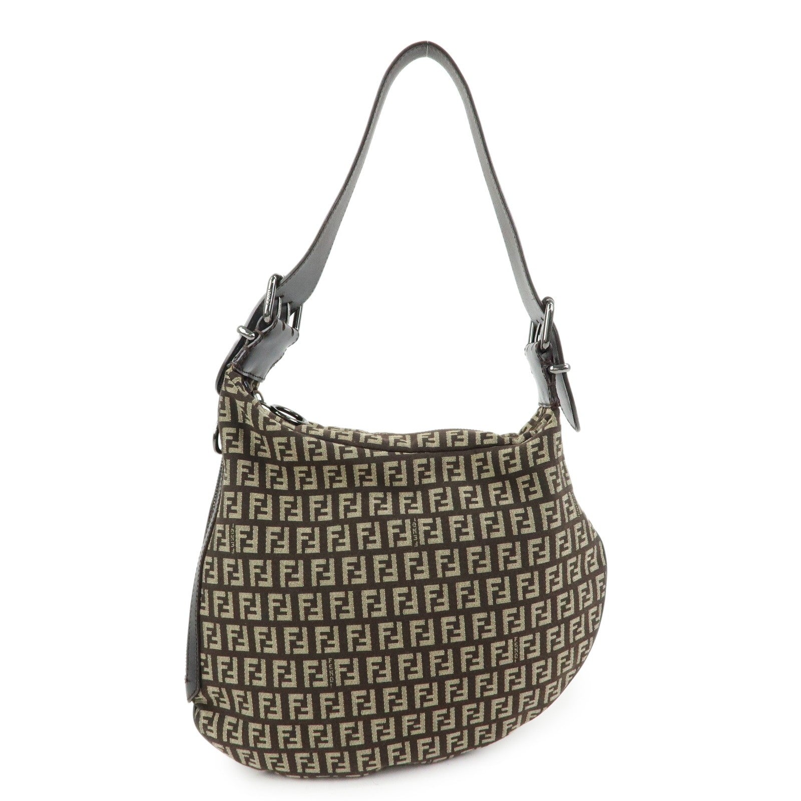 Fendi 8BR228 Shoulder Bag - Dark Brown, Canvas, Leather