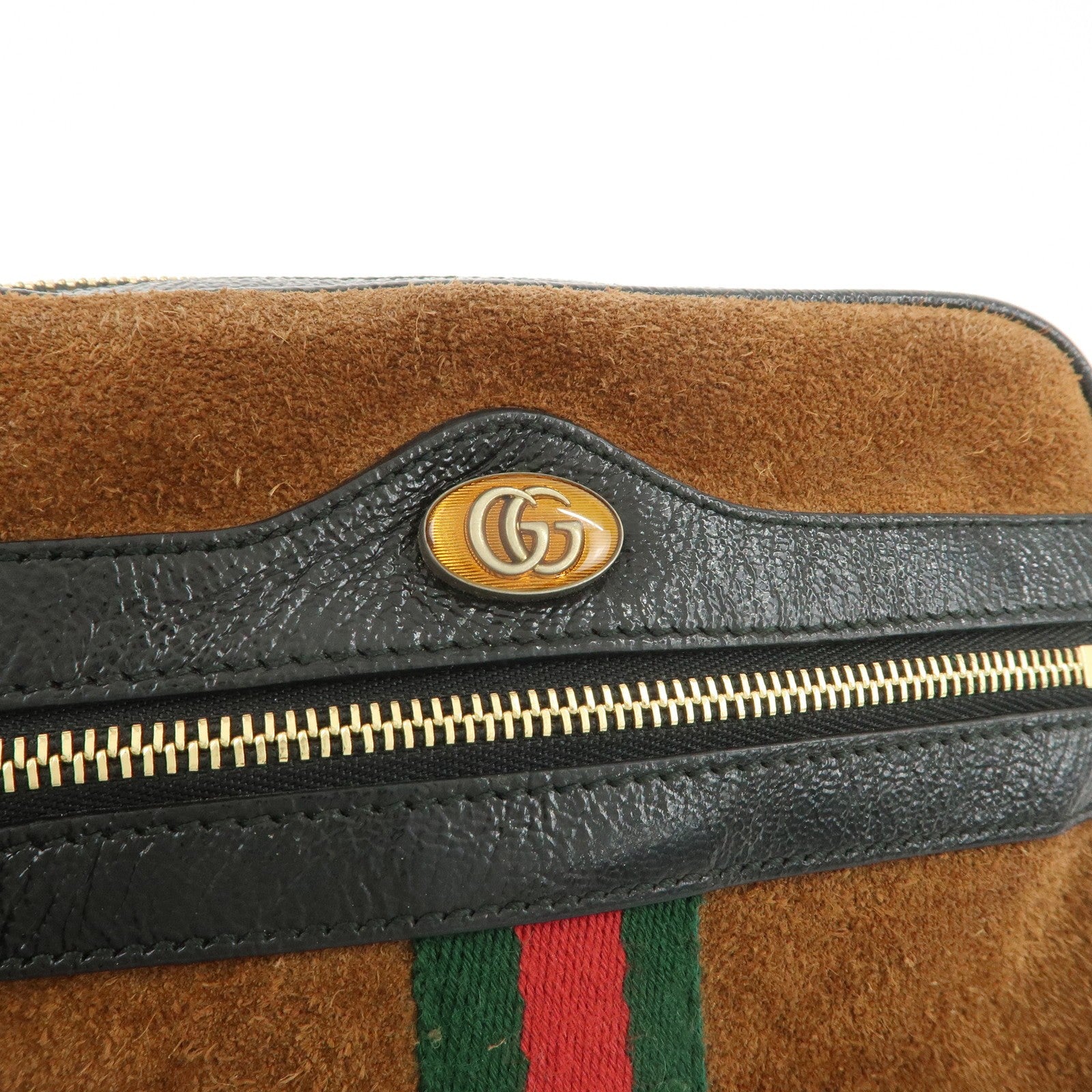Gucci Ophidia Sherry Shoulder Bag - Brown, Suede Patent Leather