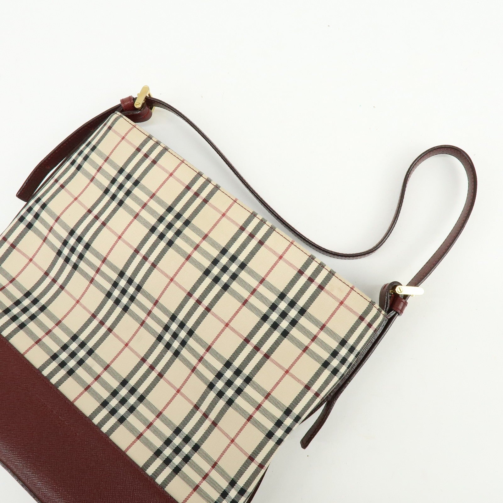Burberry Shoulder Bag - Beige, Bordeaux, Canvas Leather