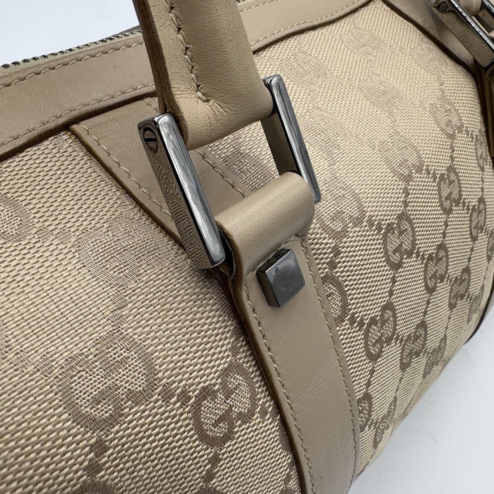 Gucci GG Mini Boston Handbag - Beige, Canvas