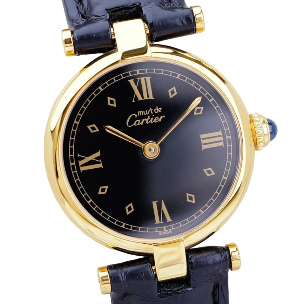 Cartier Vendome Watch - Black, Leather