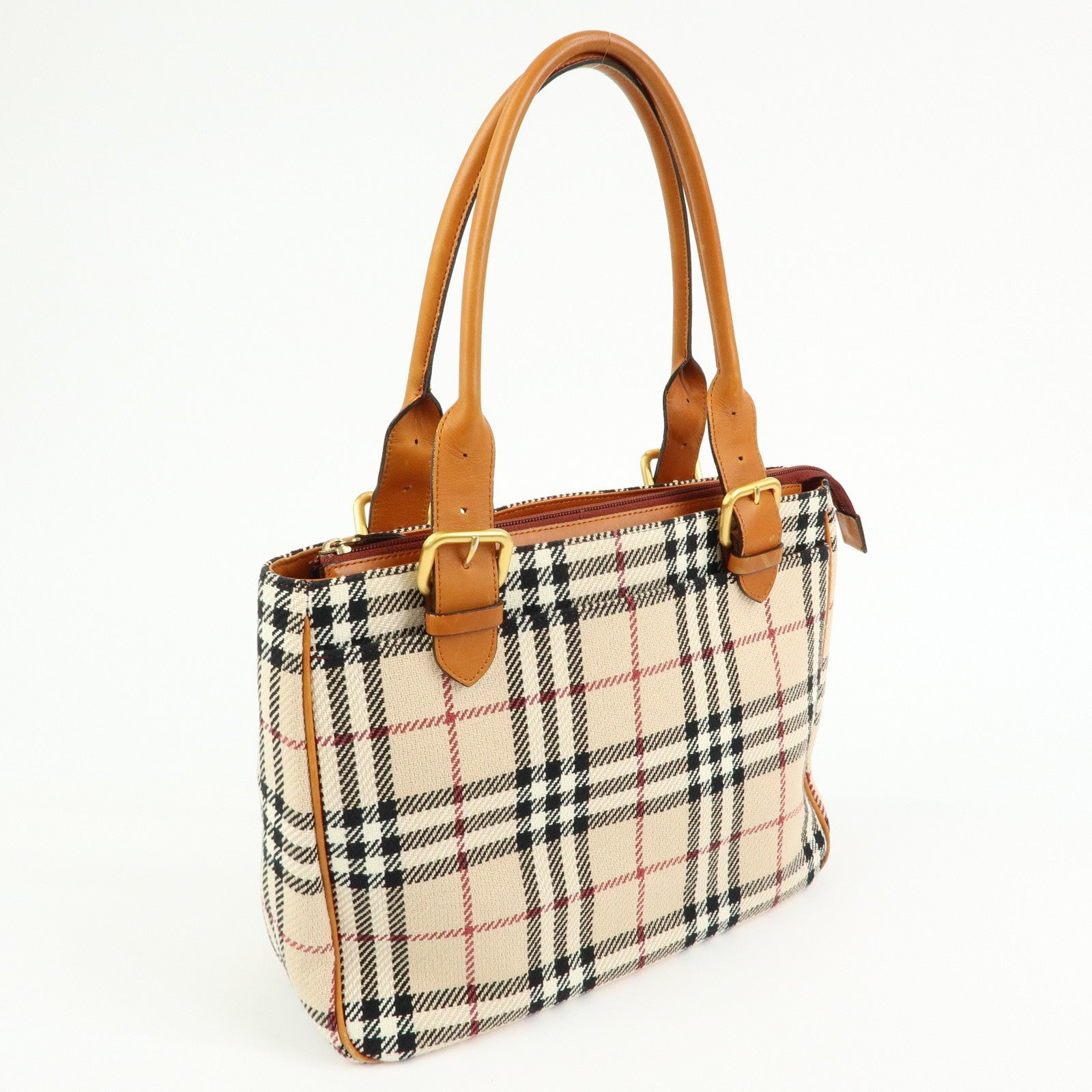 Burberry Nova Plaid Tote Bag - Beige, Canvas