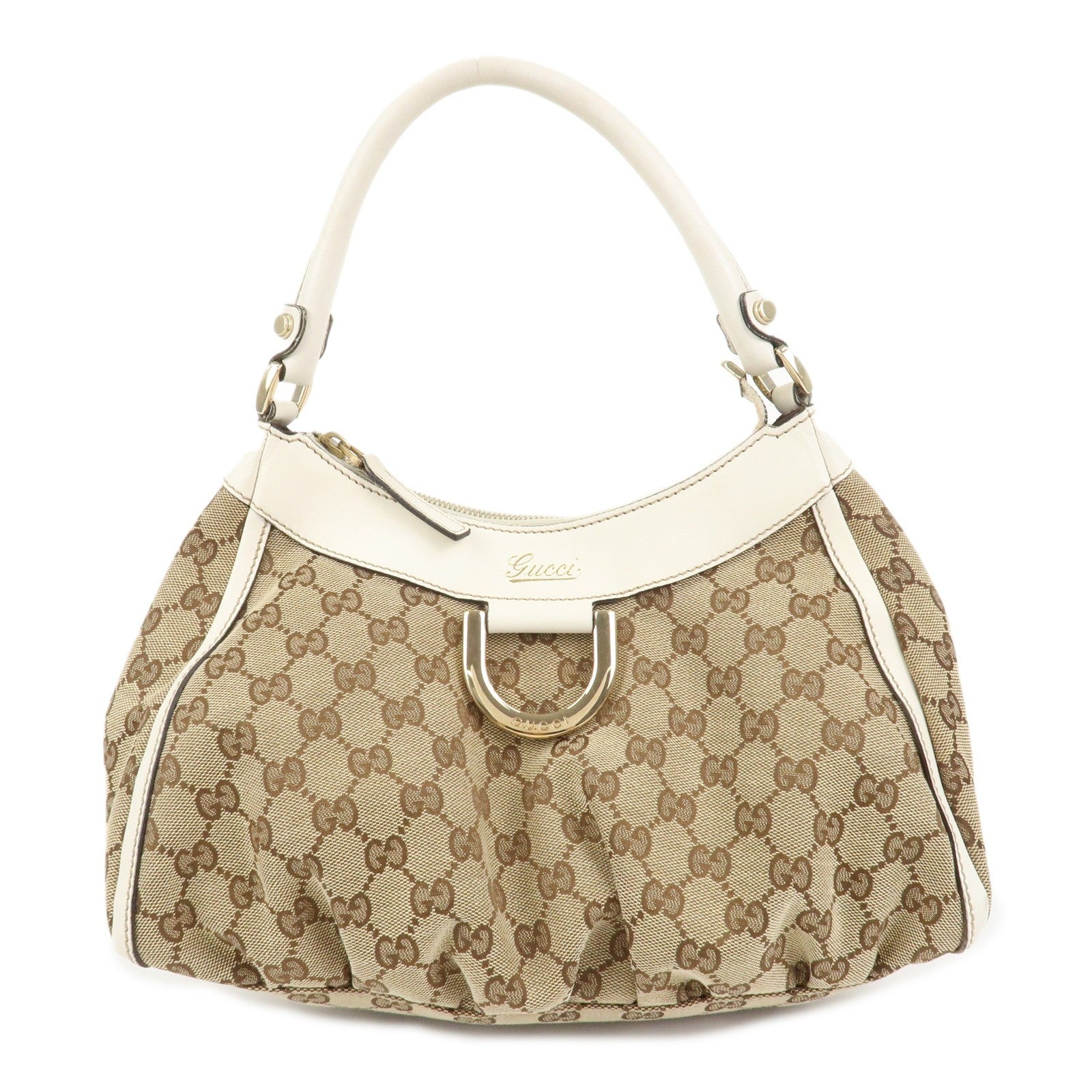 Gucci Abbey Shoulder Bag - Beige White, GG Canvas Leather