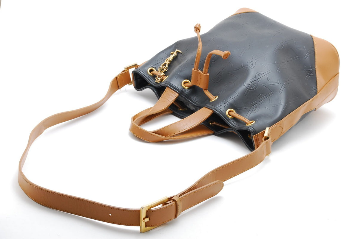 Saint Laurent YSL Monogram Shoulder Bag - Black, Leather