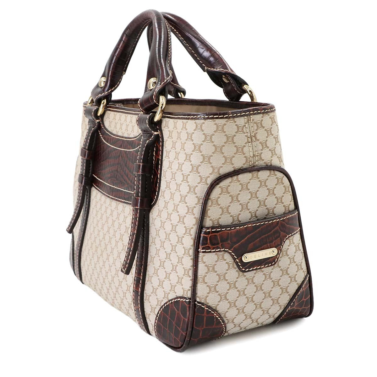 Celine Macadam Boogie Handbag - Beige, Canvas and Leather