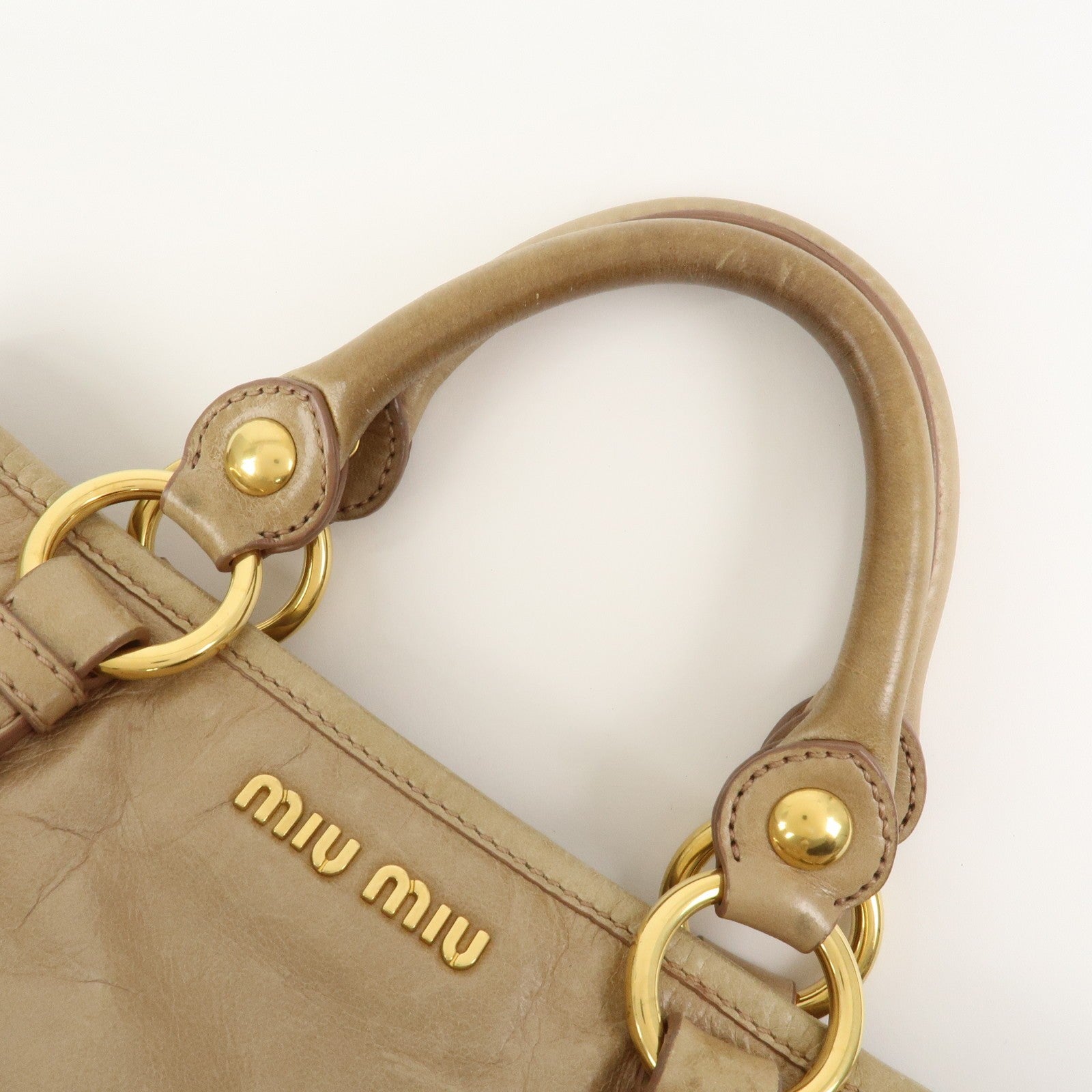 Miu Miu 2Way Hand Bag - Beige, Leather
