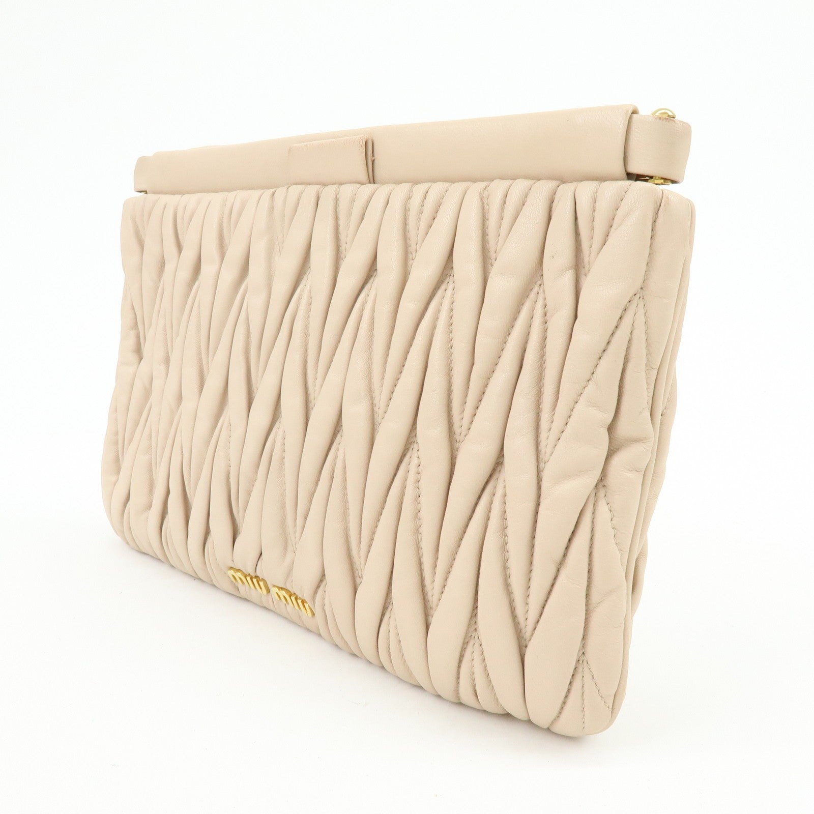 Miu Miu Clutch Bag - Beige, Nappa Leather