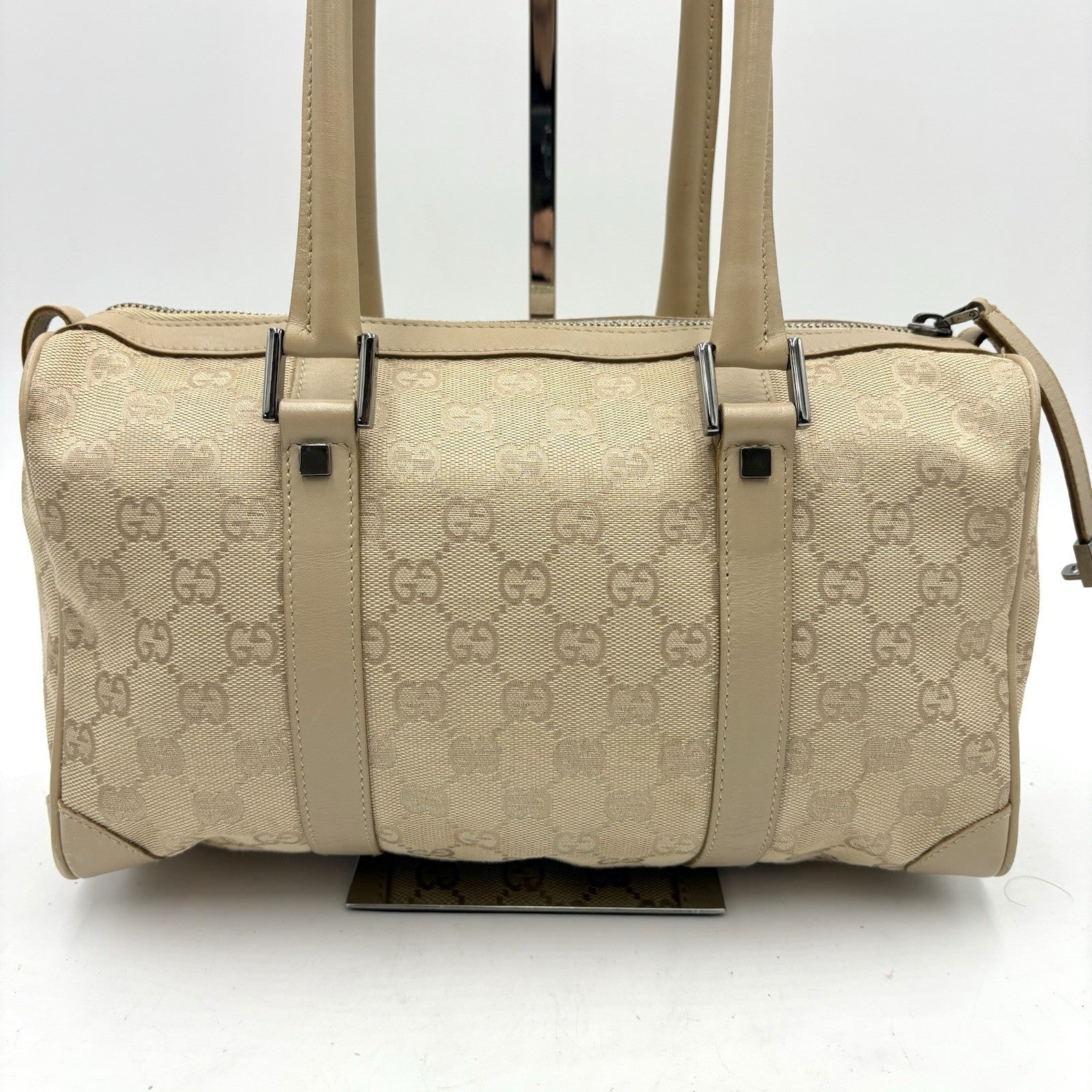 Gucci GG Mini Boston Handbag - Beige, Canvas