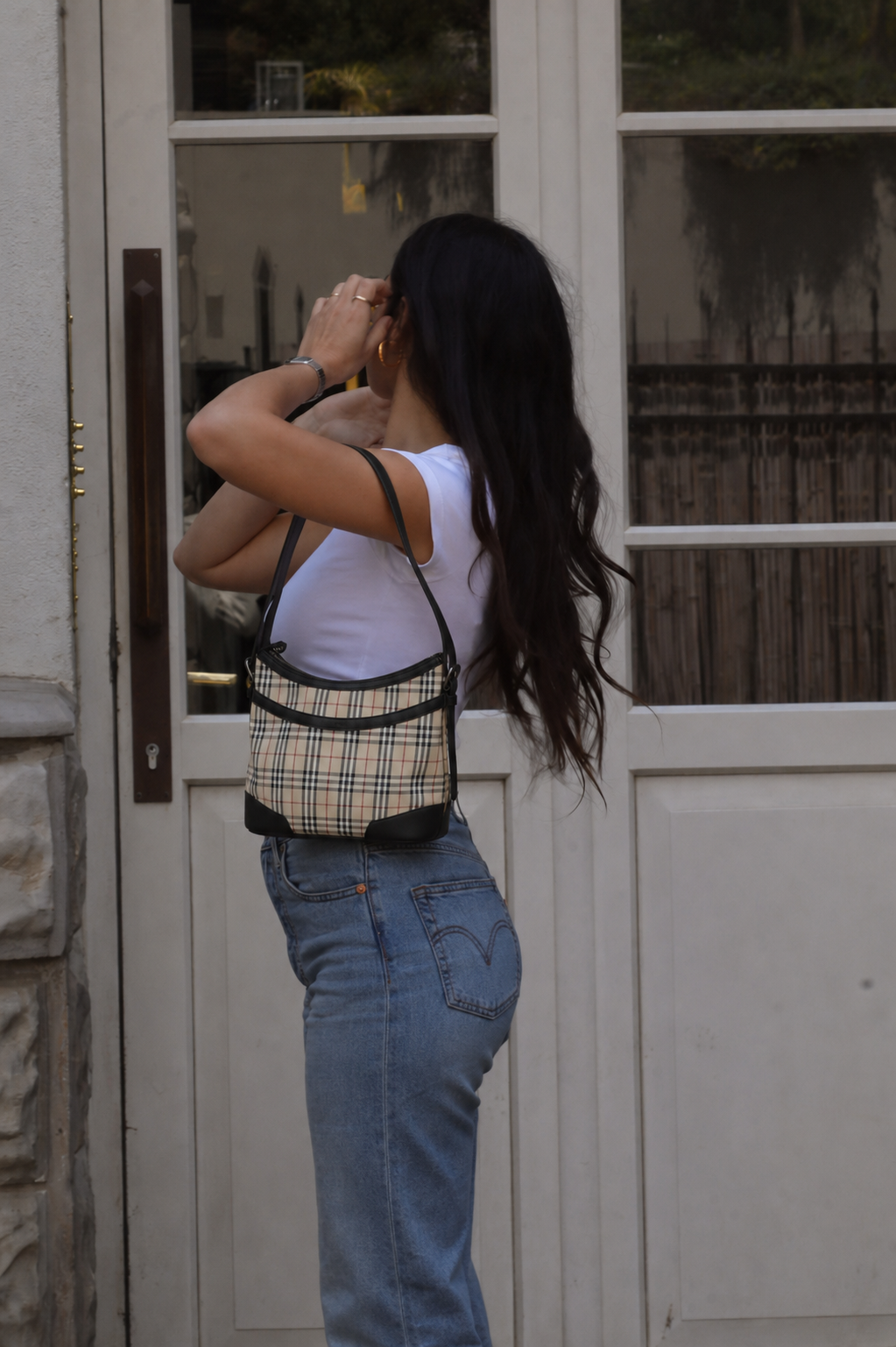 Burberry Nova Plaid Shoulder Bag - Beige, Canvas Leather