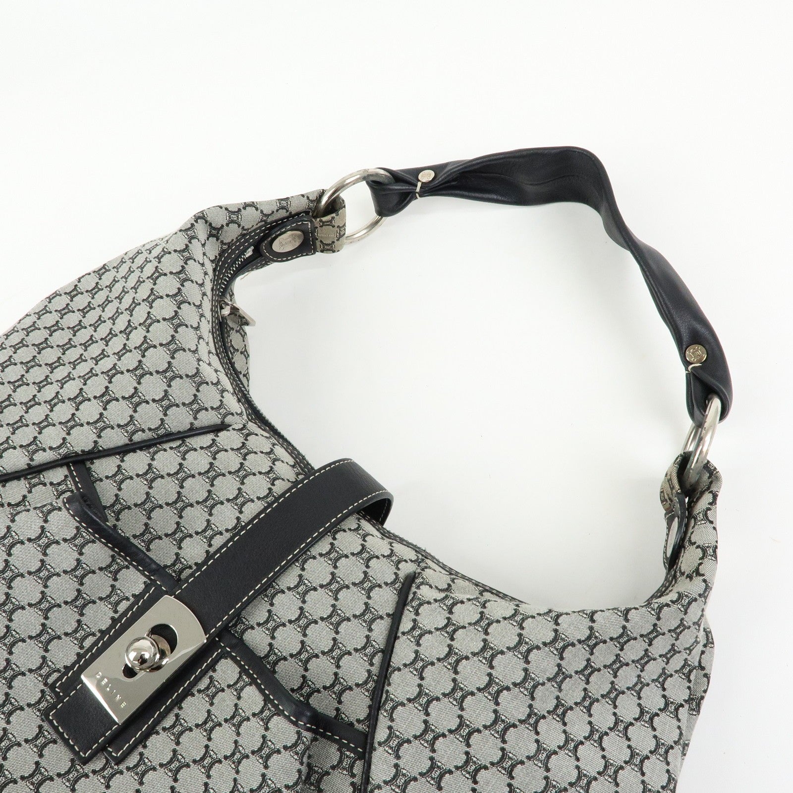 Celine Macadam Shoulder Bag - Grey, Canvas and Leather