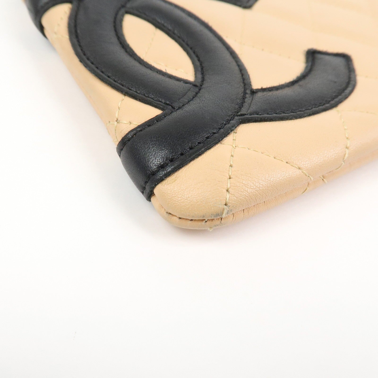 CHANEL Cambon Line Cosmetic Pouch - Beige, Lamb Skin