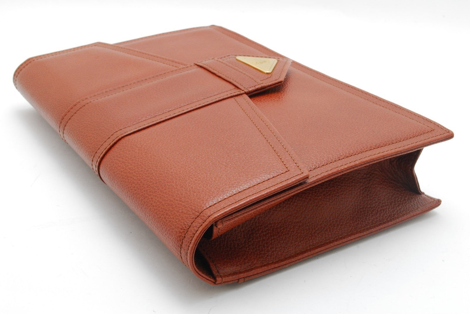 Saint Laurent YSL Clutch Bag - Brown, Leather