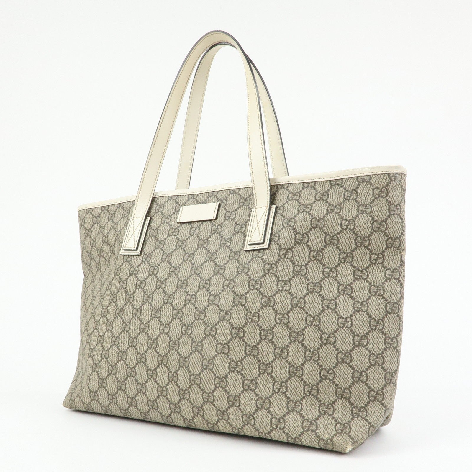 Gucci Tote Bag - Beige White, GG Supreme Leather