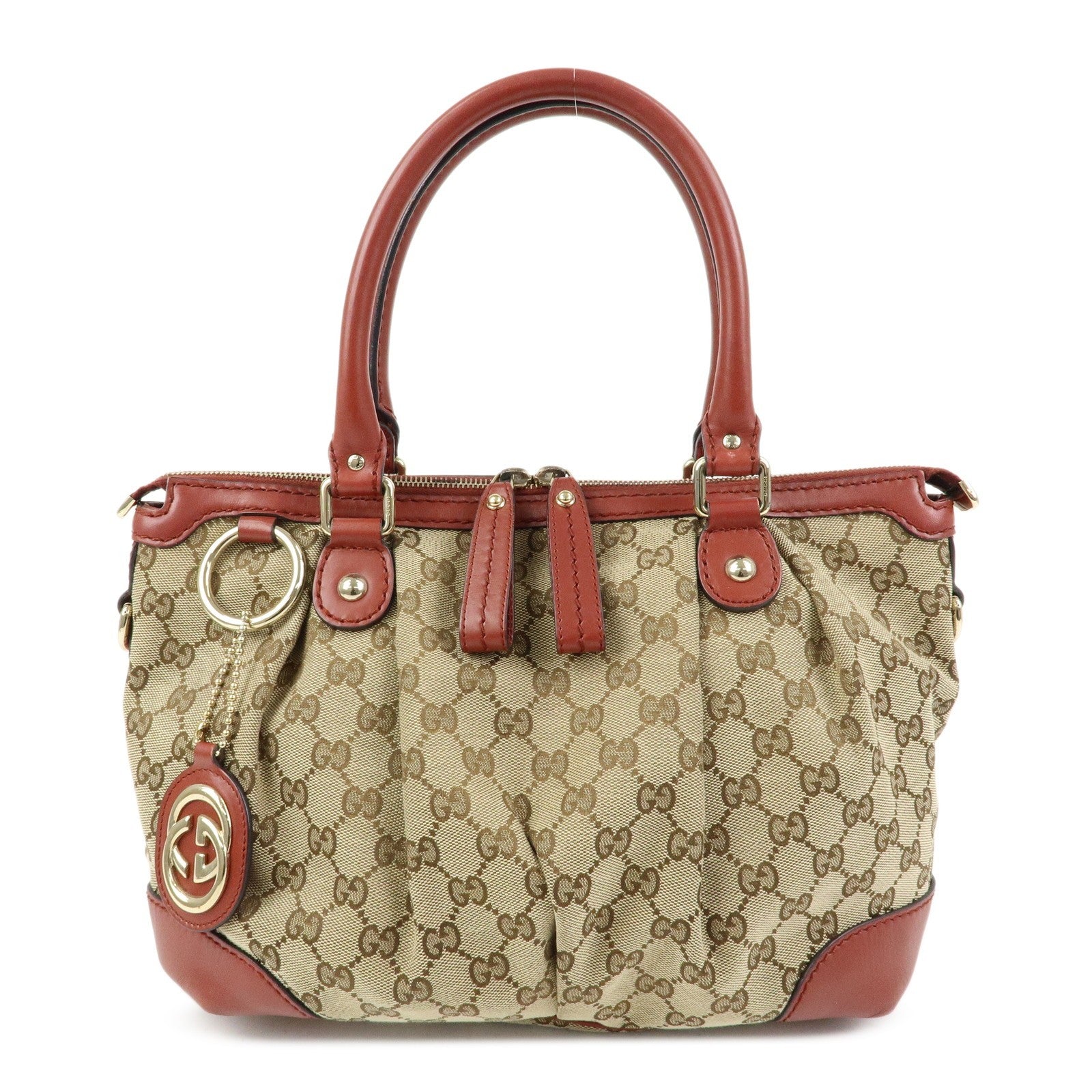 Gucci 2 Way Bag - Beige, Canvas Leather