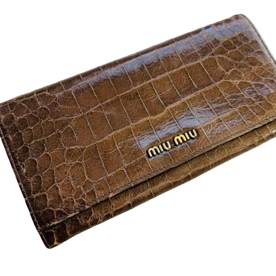 Miu Miu Brown Croco Wallet