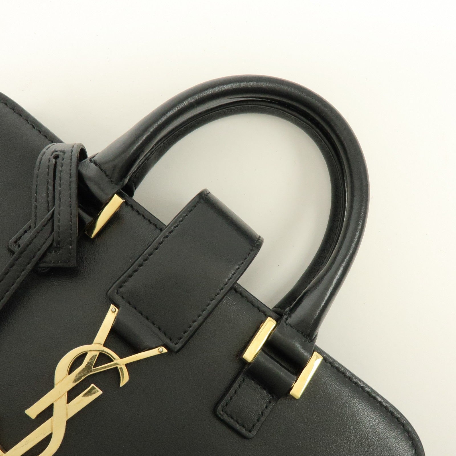 Saint Laurent Paris Baby Cabas Cassandra Hand Bag - Black, Leather