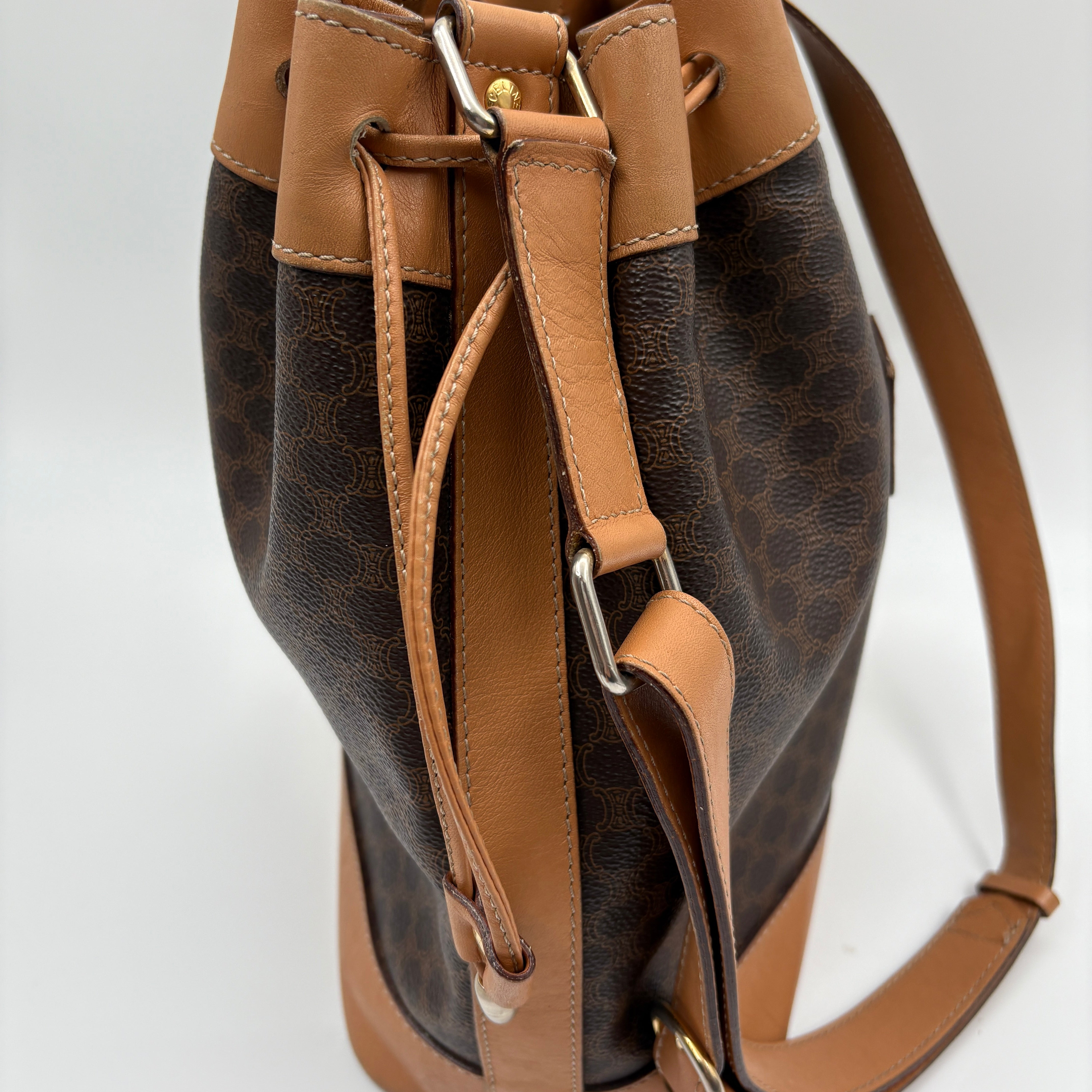 Macadam Triomphe Canvas Bucket Shoulder Bag