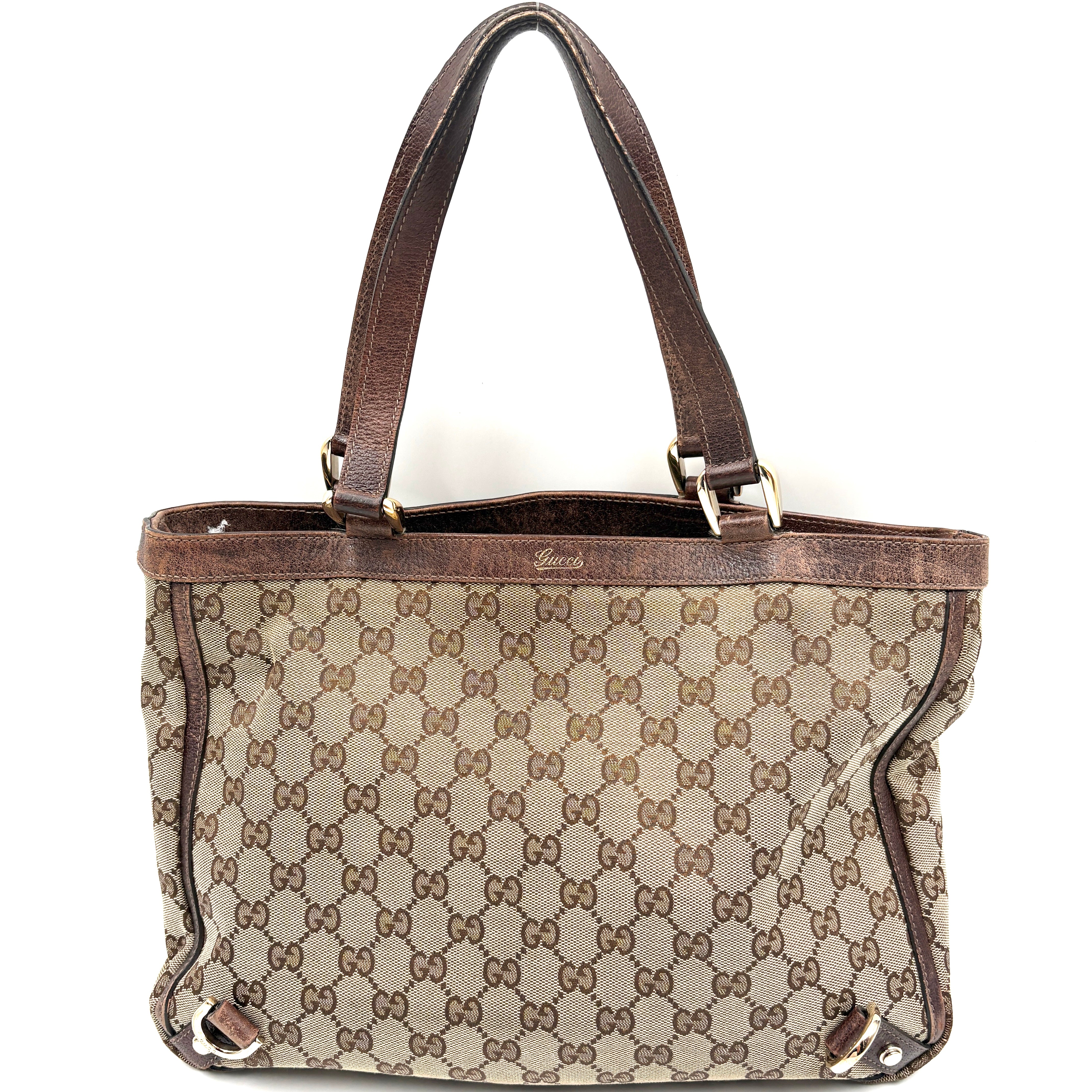 Gucci Brown GG Canvas and Leather Abbey Tote Bag