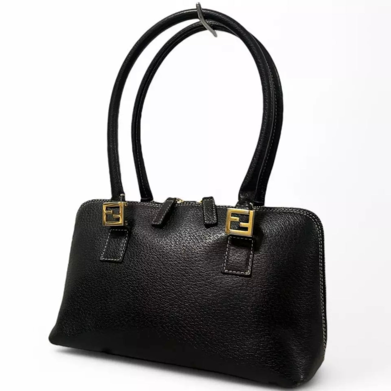 FENDI FF Mini Shoulder Bag Black Leather