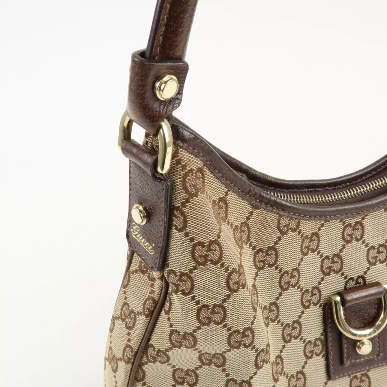 GUCCI Abbey GG Canvas Leather Shoulder Bag