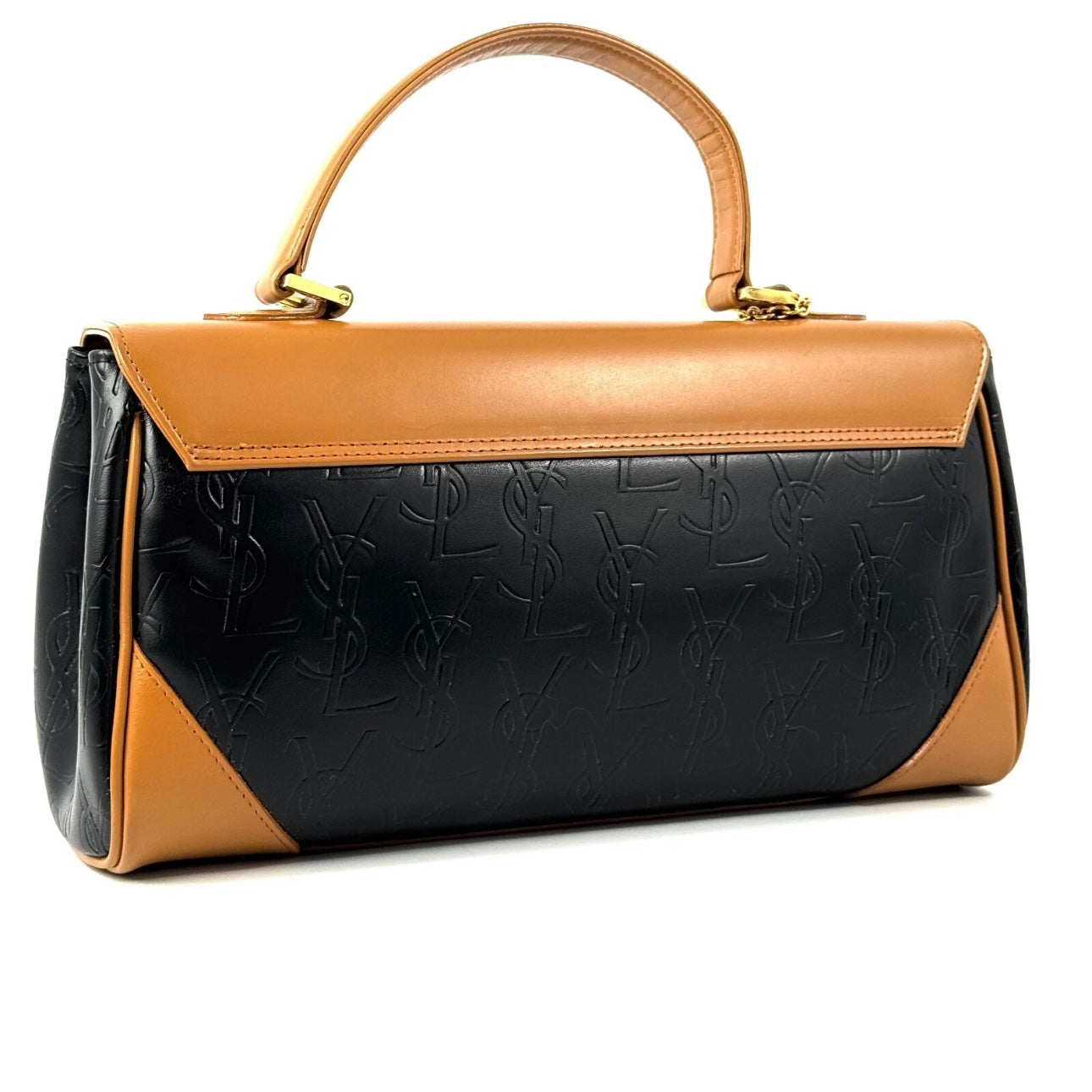 Yves Saint Laurent Leather Hand Bag black brown- Vintage YSL